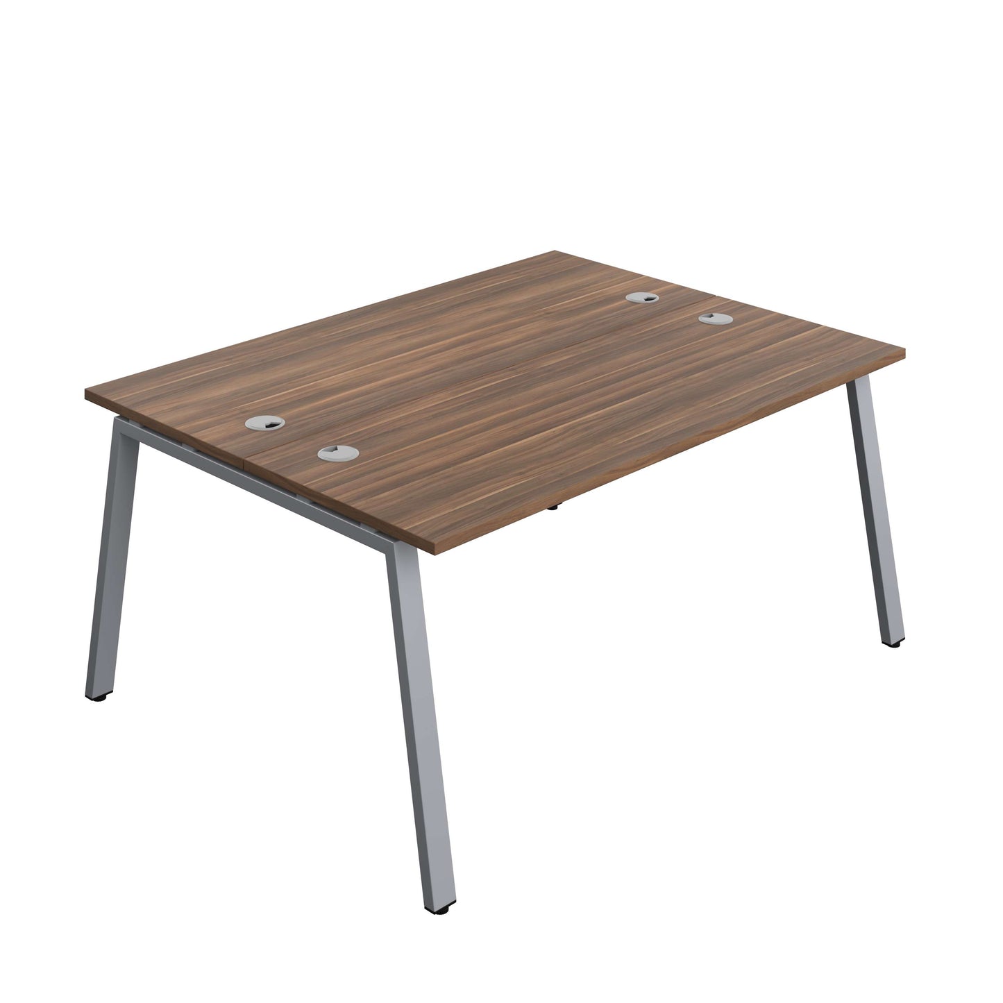 Synergy Bench with Cable Ports: 2 Person (FSC) : A-Frame Leg : 1600 | 600 | Dark Walnut/Silver