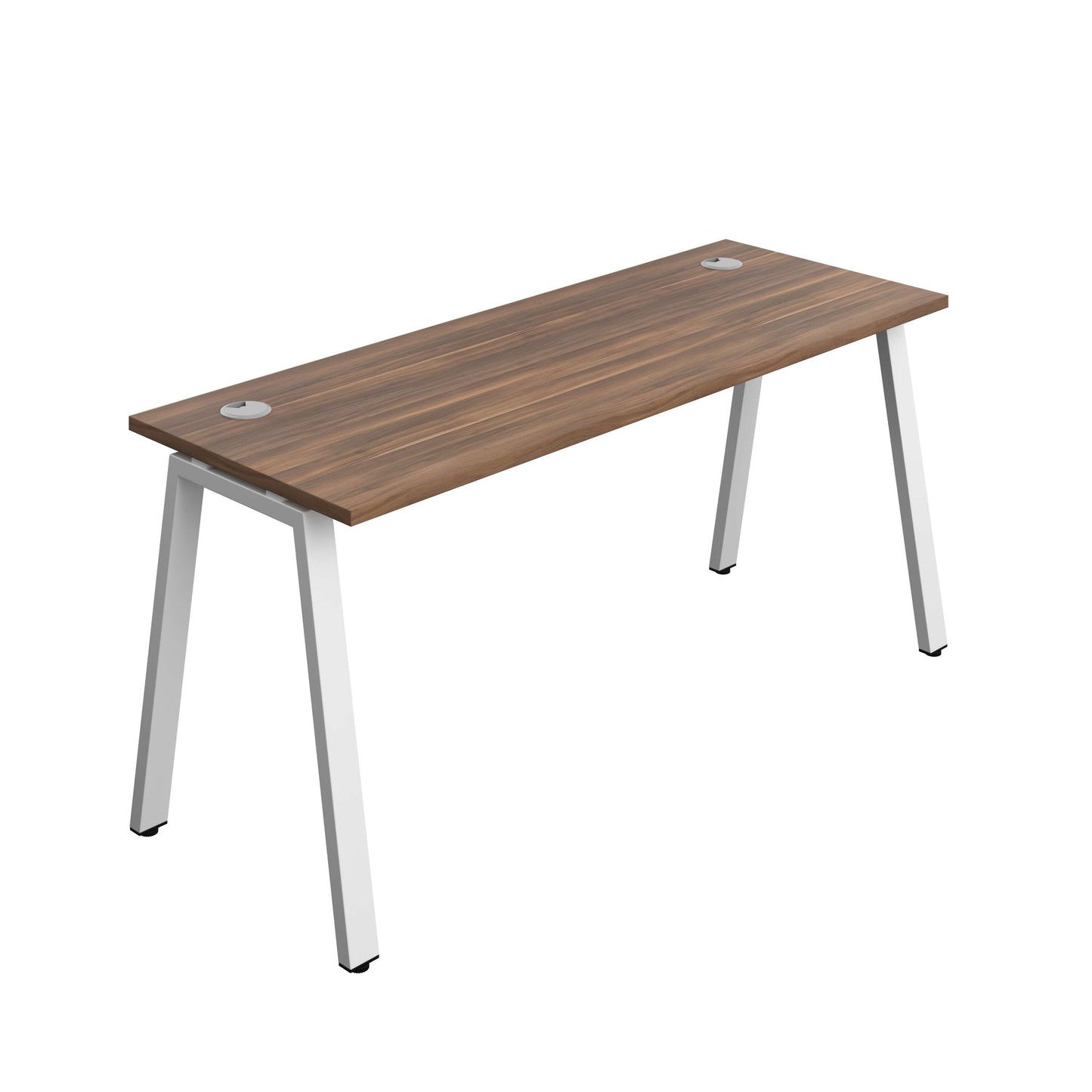 Synergy Bench with Cable Ports: 1 Person (FSC) : A-Frame Leg : 1600 | 600 | Dark Walnut/White