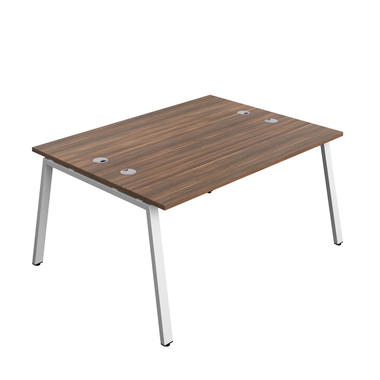 Synergy Bench with Cable Ports: 2 Person (FSC) : A-Frame Leg : 1600 | 600 | Dark Walnut/White