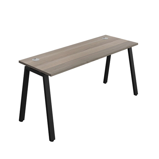 Synergy Bench with Cable Ports: 1 Person (FSC) : A-Frame Leg : 1600 | 600 | Grey Oak/Black
