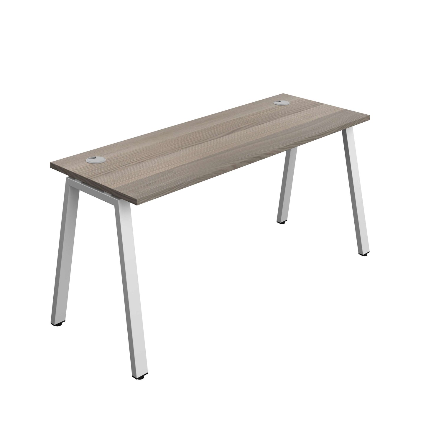 Synergy Bench with Cable Ports: 1 Person (FSC) : A-Frame Leg : 1600 | 600 | Grey Oak/Silver