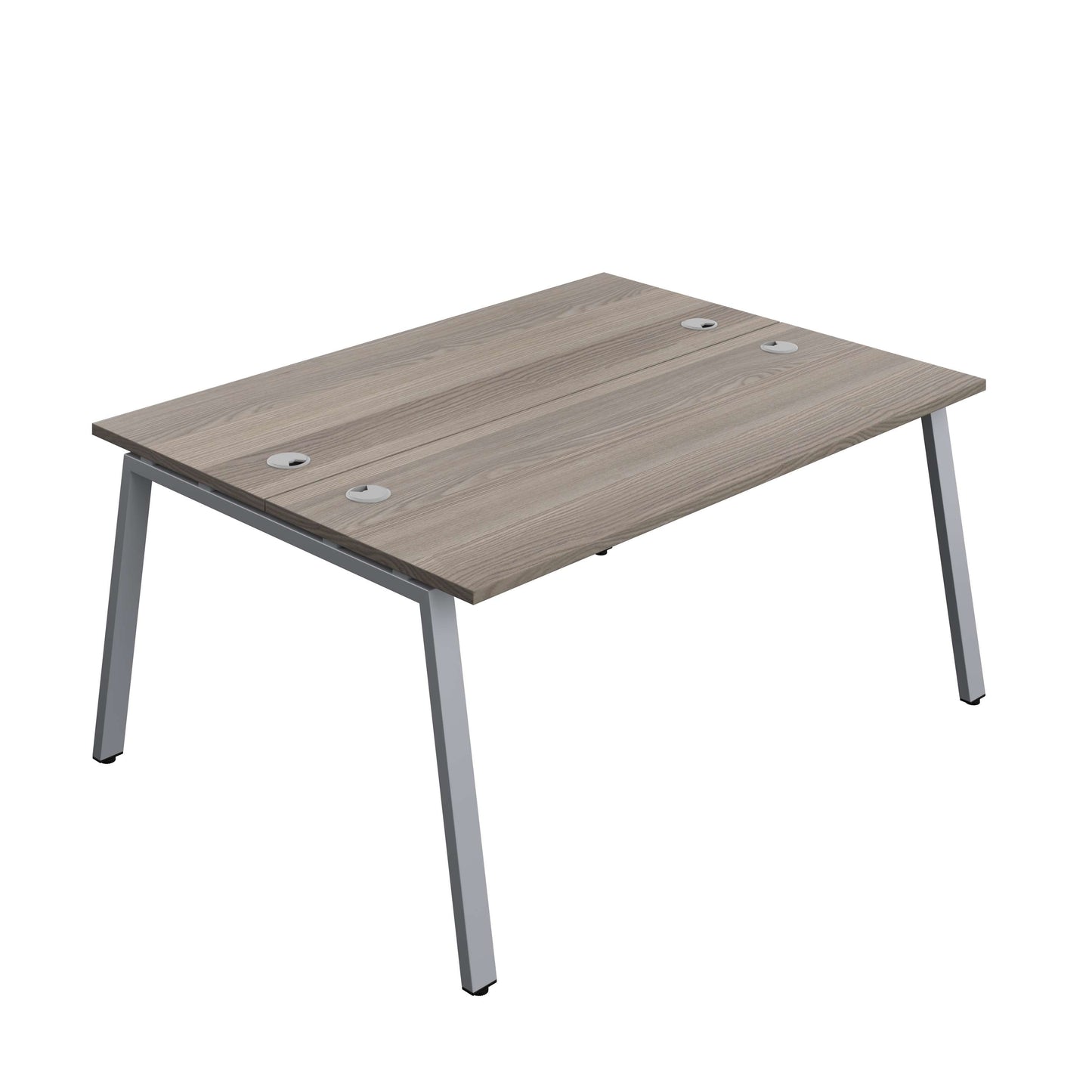 Synergy Bench with Cable Ports: 2 Person (FSC) : A-Frame Leg : 1600 | 600 | Grey Oak/Silver