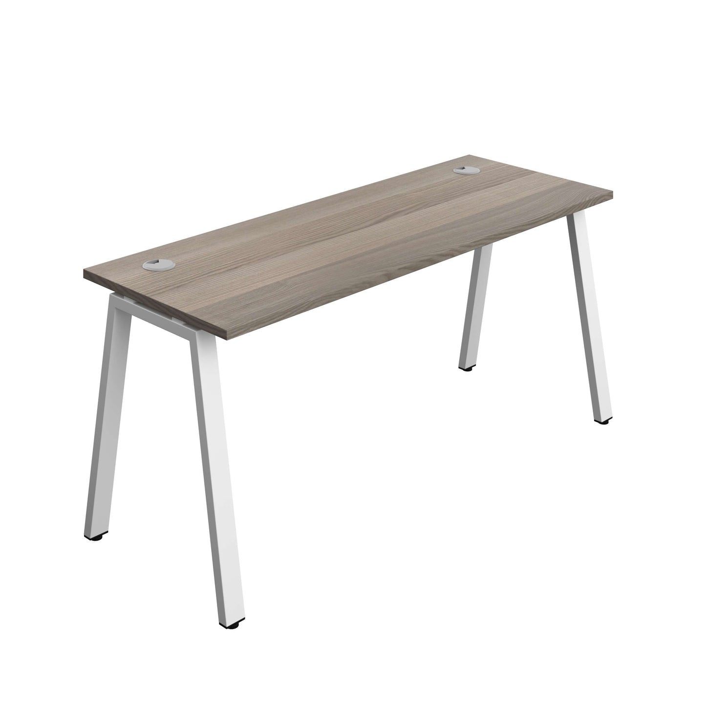 Synergy Bench with Cable Ports: 1 Person (FSC) : A-Frame Leg : 1600 | 600 | Grey Oak/White