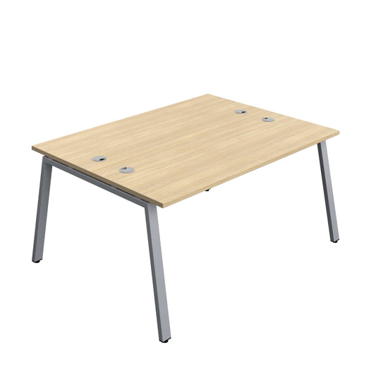 Synergy Bench with Cable Ports: 2 Person (FSC) : A-Frame Leg : 1600 | 600 | Nova Oak/Silver