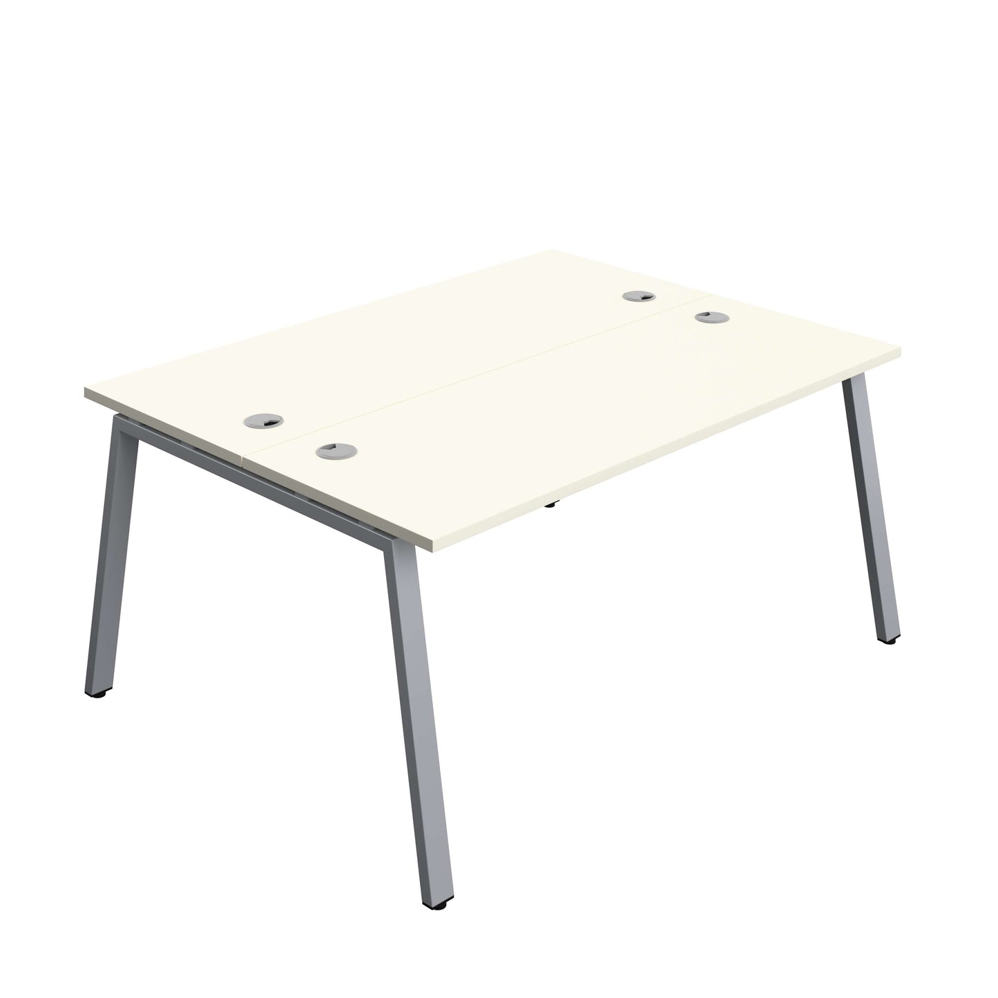 Synergy Bench with Cable Ports: 2 Person (FSC) : A-Frame Leg : 1600 | 600 | White/Silver