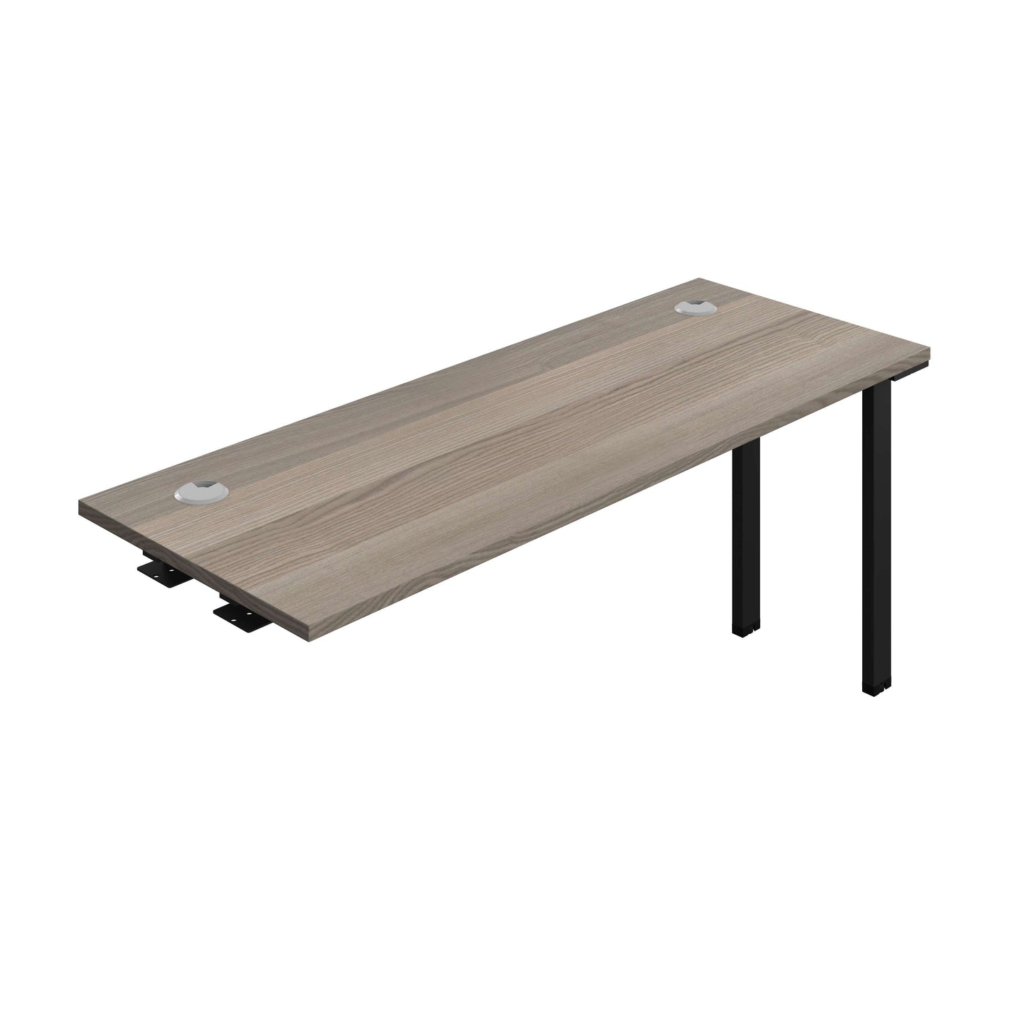 Synergy Bench Extension with Cable Ports: 1 Person (FSC) : 1600 | 600 | Grey Oak/Black