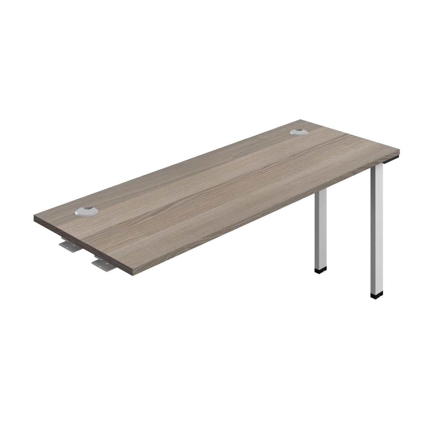 Synergy Bench Extension with Cable Ports: 1 Person (FSC) : 1600 | 600 | Grey Oak/Silver