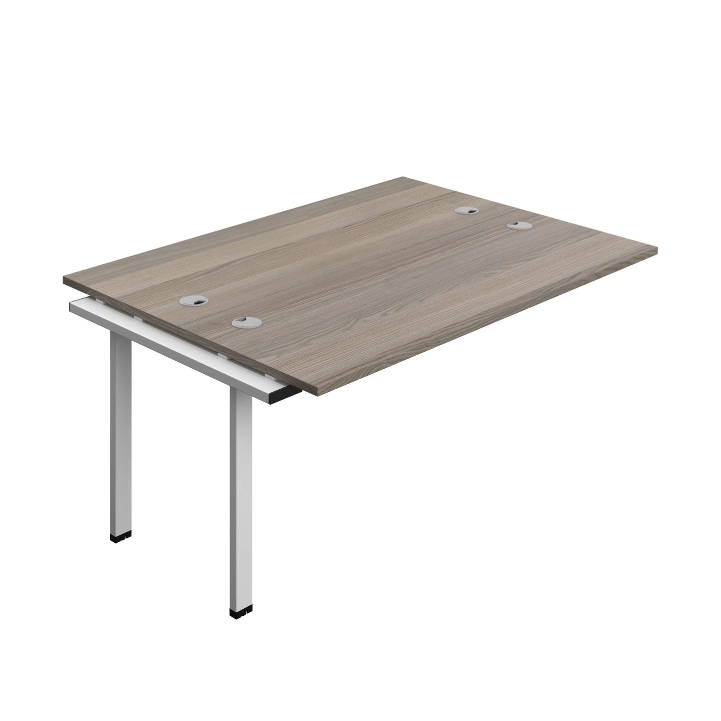 Synergy Bench Extension with Cable Ports: 2 Person (FSC) : 1600 | 600 | Grey Oak/Silver