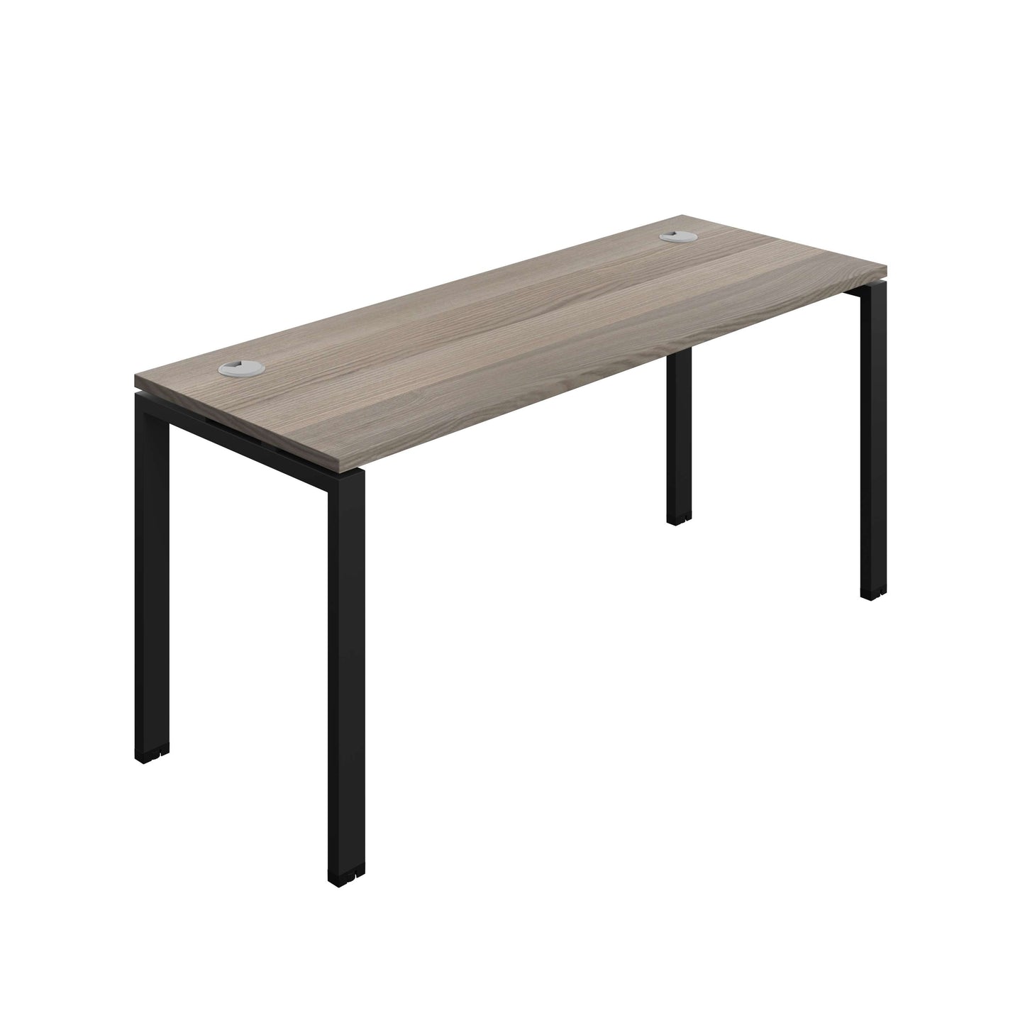 Synergy Bench with Cable Ports: 1 Person (FSC) : Goal Post Leg : 1600 | 600 | Grey Oak/Black