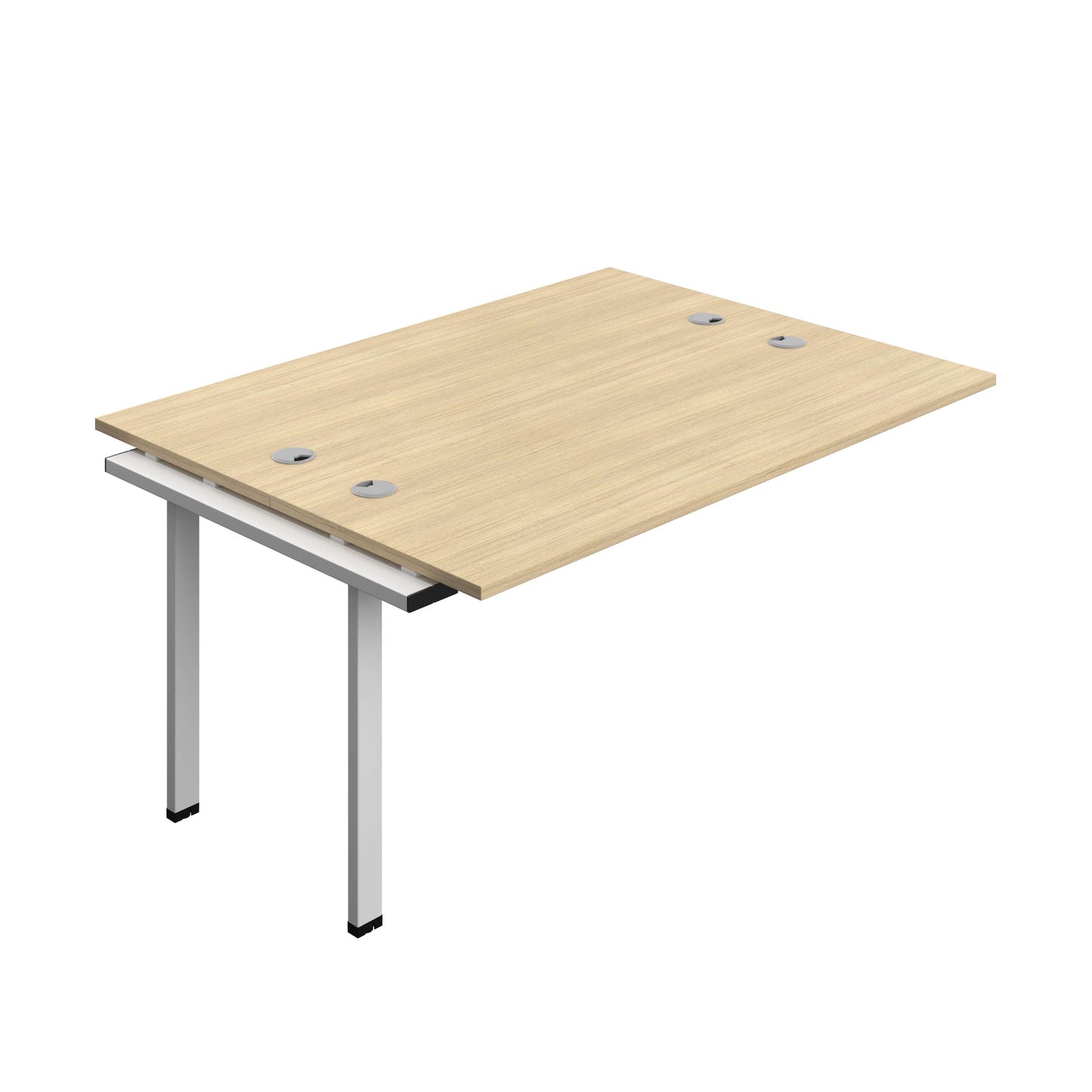 Synergy Bench Extension with Cable Ports: 2 Person (FSC) : 1600 | 600 | Nova Oak/Silver