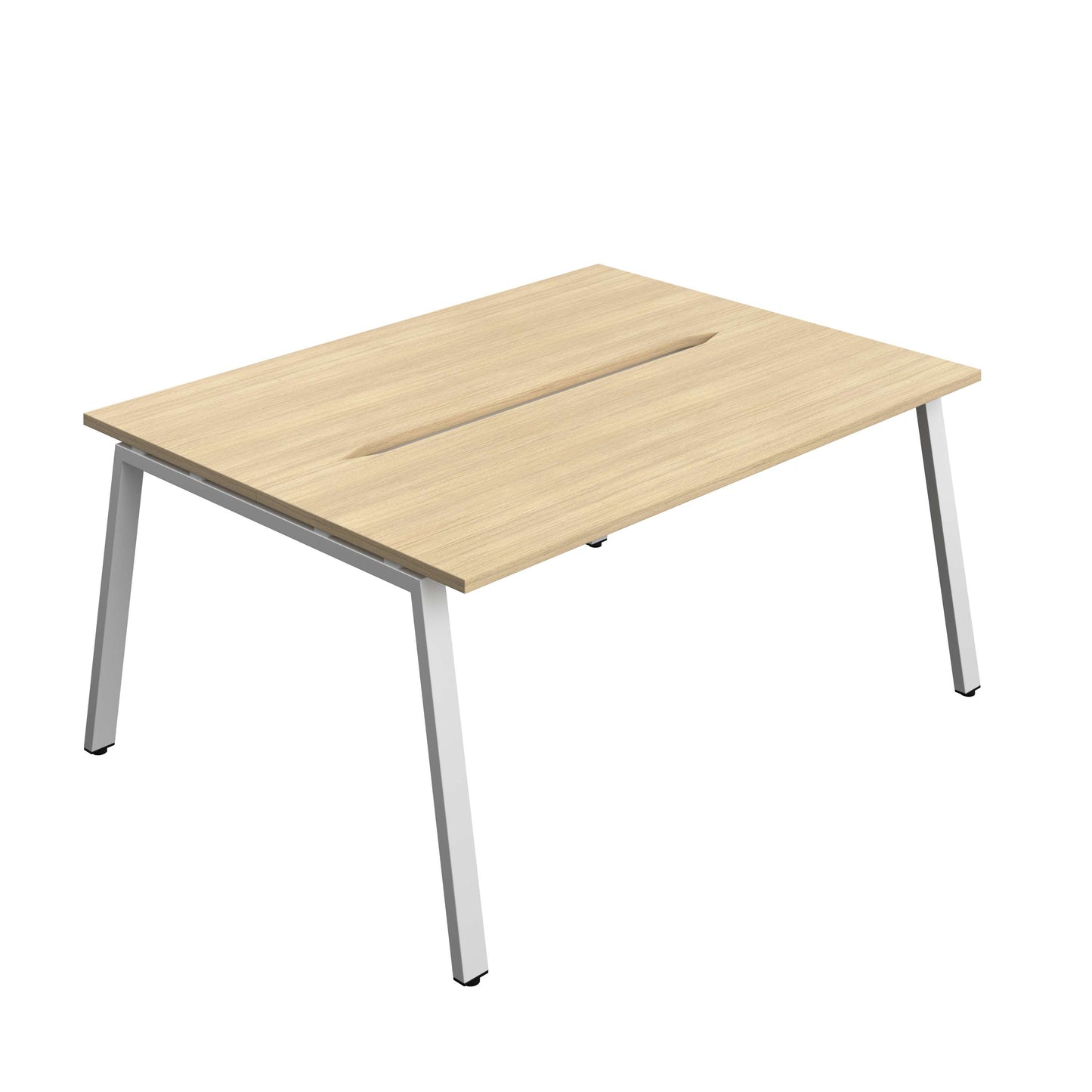 Synergy Bench with Cut Out: 2 Person (FSC) : A-Frame Leg : 1600 | 700 | Nova Oak/Silver