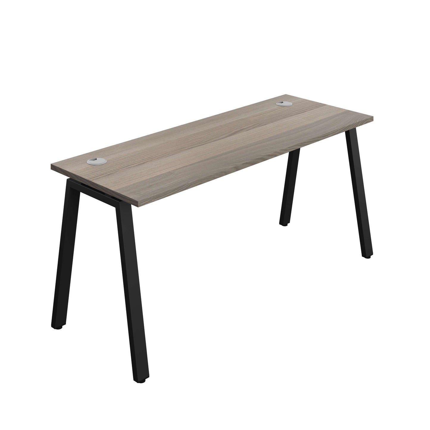 Synergy Bench with Cable Ports: 1 Person (FSC) : A-Frame Leg : 1600 | 700 | Grey Oak/Black