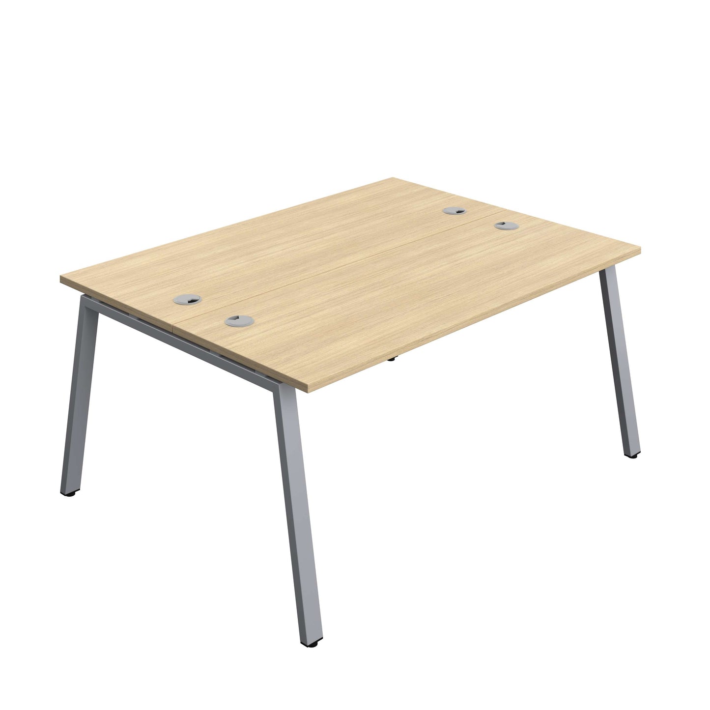 Synergy Bench with Cable Ports: 2 Person (FSC) : A-Frame Leg : 1600 | 700 | Nova Oak/Silver