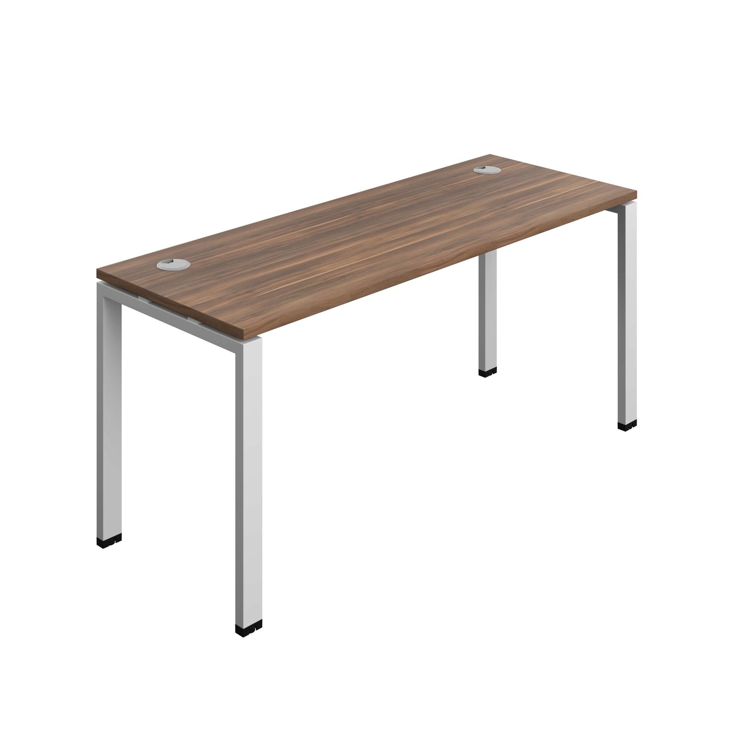 Synergy Bench with Cable Ports: 1 Person (FSC) : Goal Post Leg : 1600 | 700 | Dark Walnut/Silver