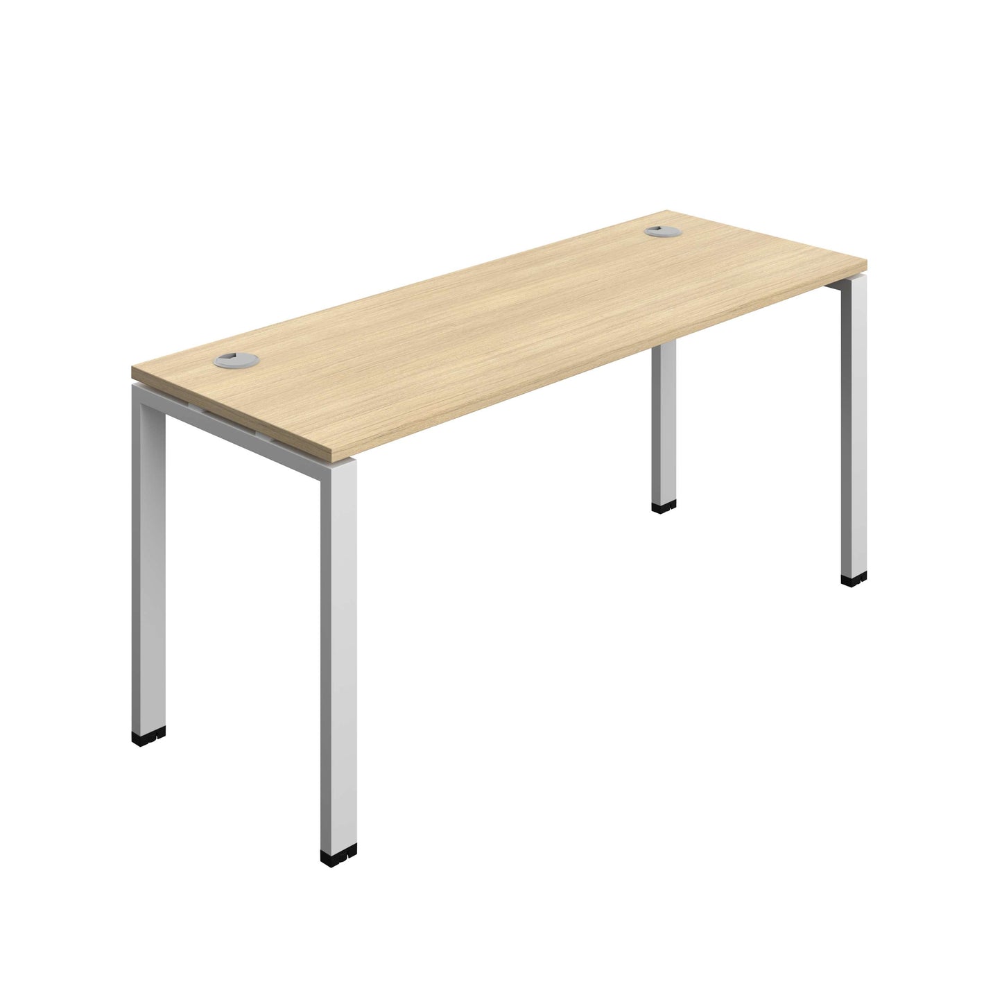 Synergy Bench with Cable Ports: 1 Person (FSC) : Goal Post Leg : 1600 | 700 | Nova Oak/Silver