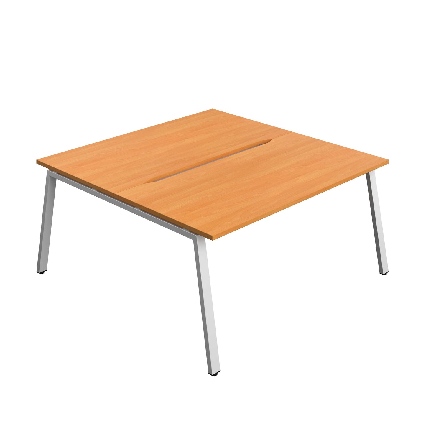 Synergy Bench with Cut Out: 2 Person (FSC) : A-Frame Leg : 1600 | 800 | Beech/Silver