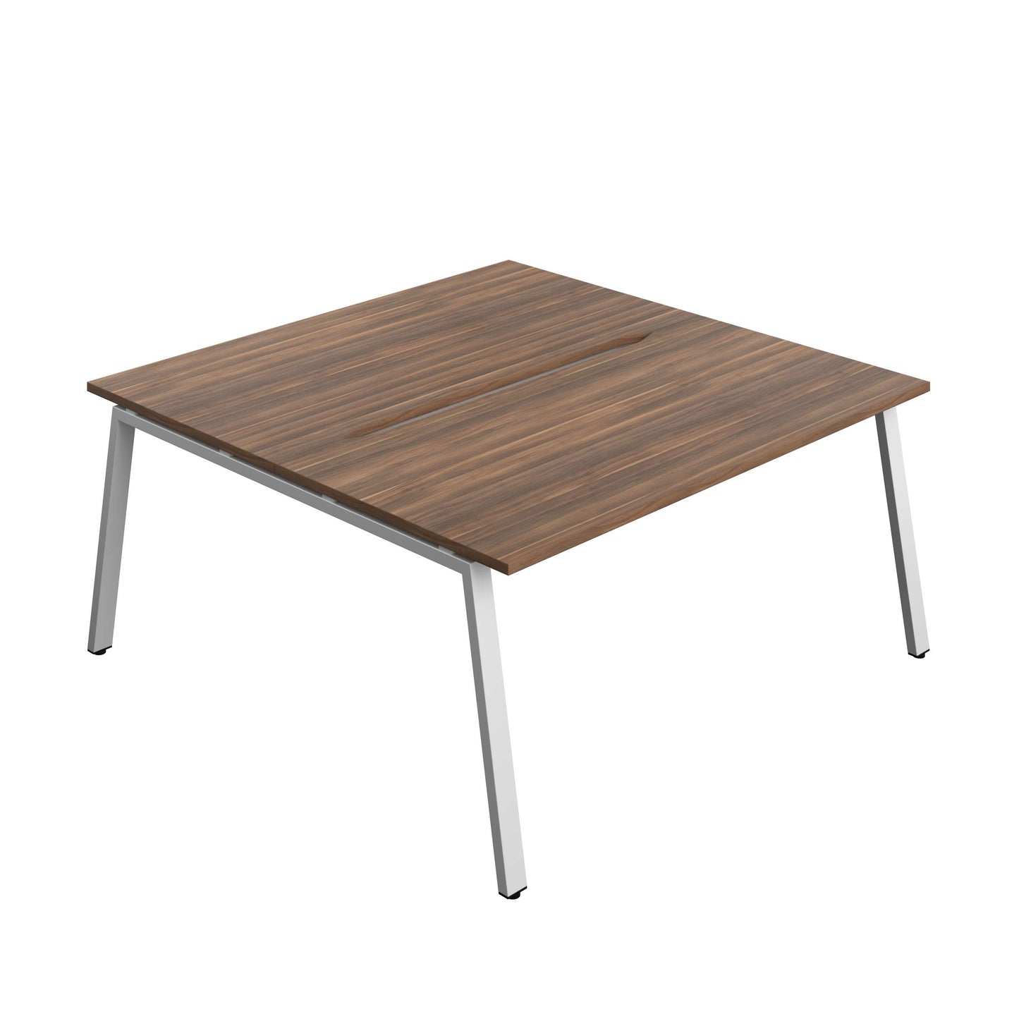 Synergy Bench with Cut Out: 2 Person (FSC) : A-Frame Leg : 1600 | 800 | Dark Walnut/Silver