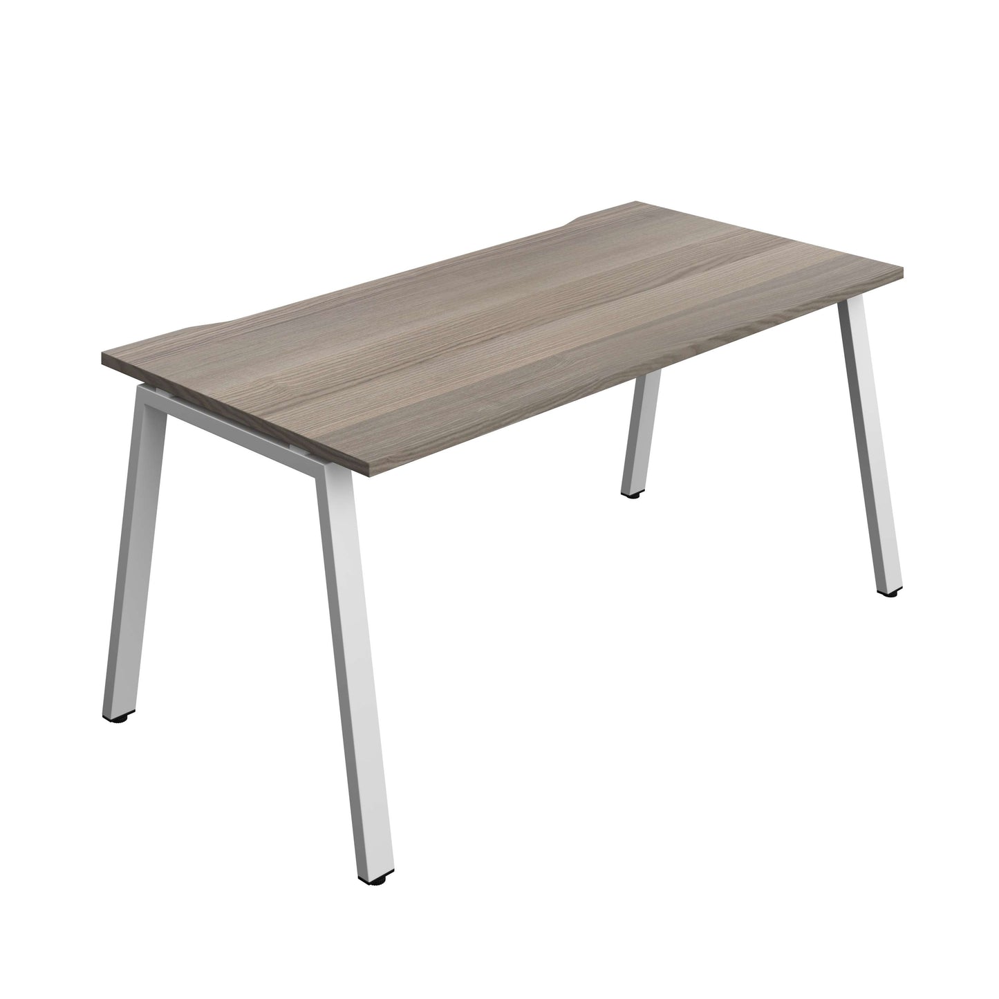 Synergy Bench with Cut Out: 1 Person (FSC) : A-Frame Leg : 1600 | 800 | Grey Oak/Silver