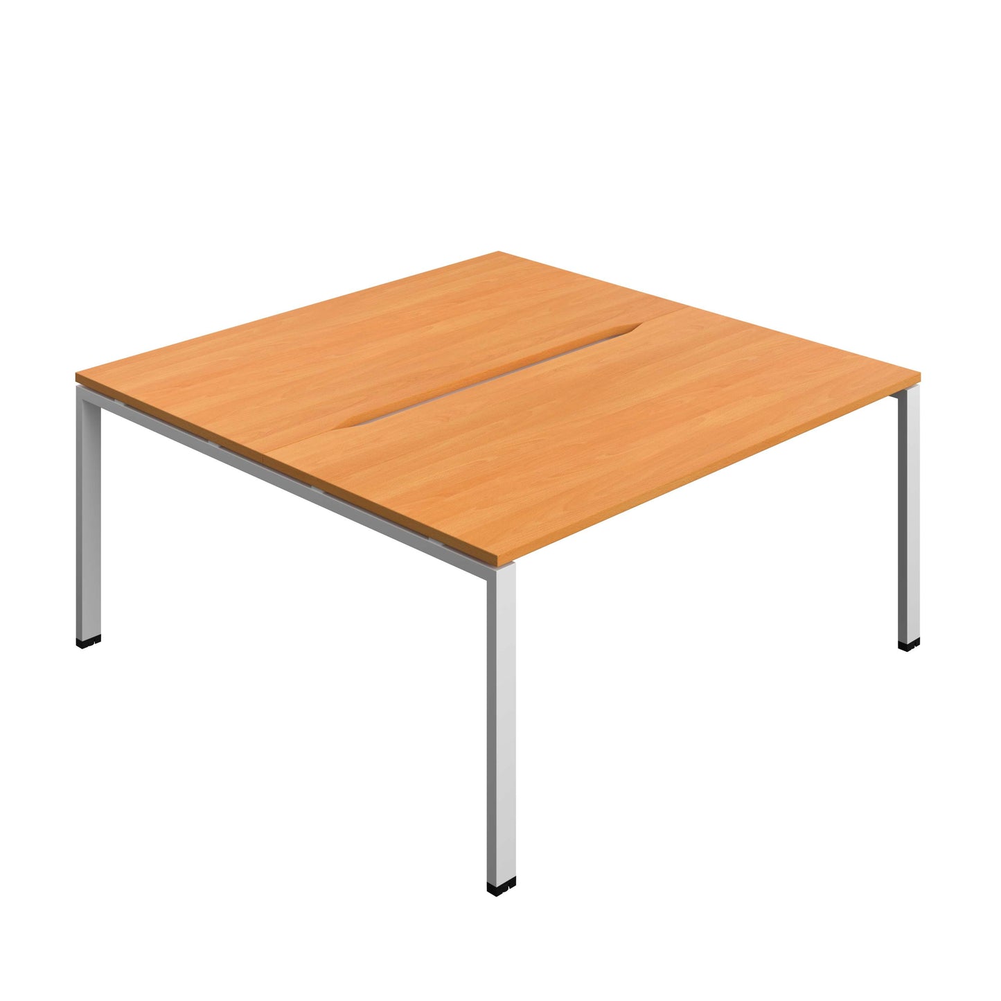 Synergy Bench with Cut Out: 2 Person (FSC) : Goal Post Leg : 1600 | 800 | Beech/Silver