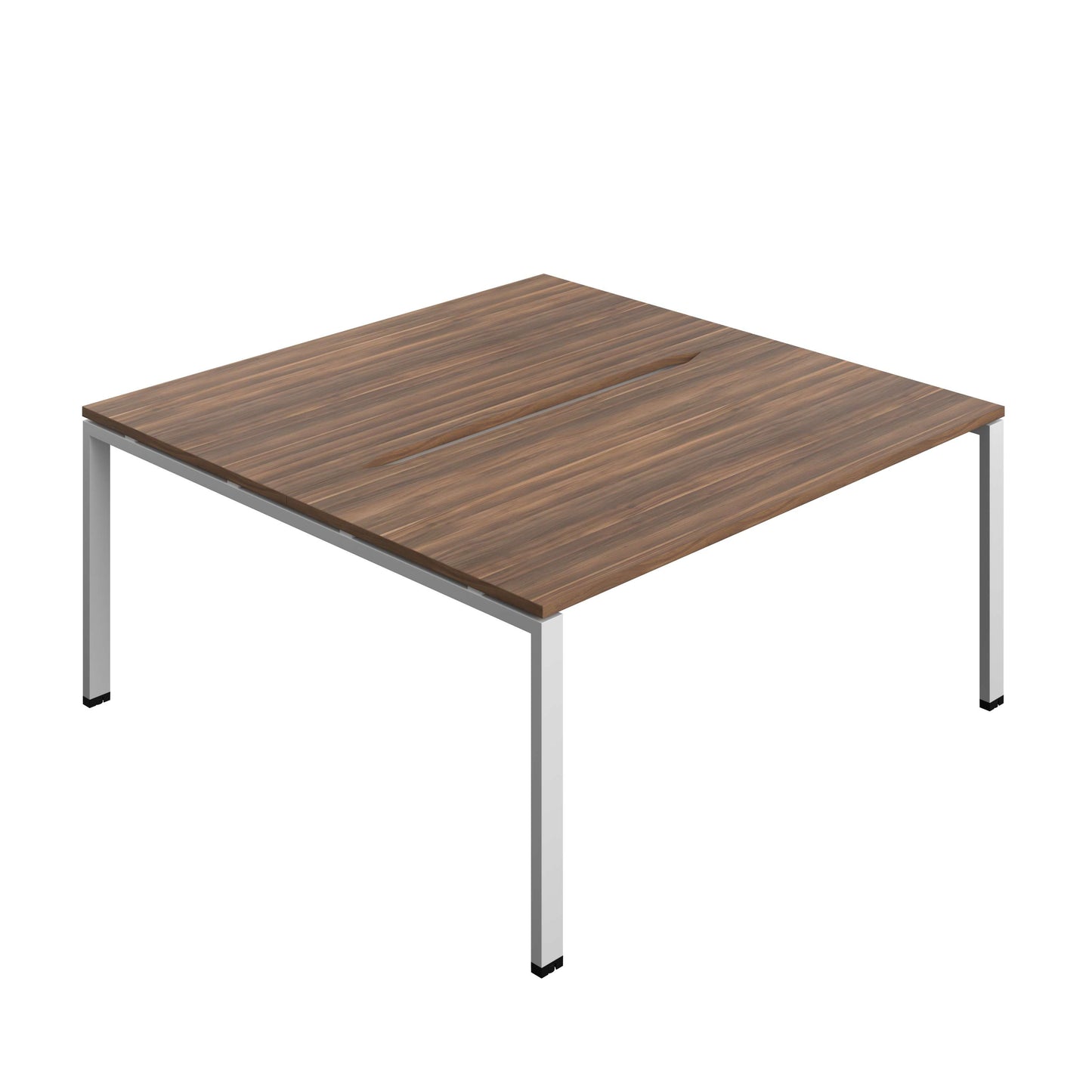 Synergy Bench with Cut Out: 2 Person (FSC) : Goal Post Leg : 1600 | 800 | Dark Walnut/Silver