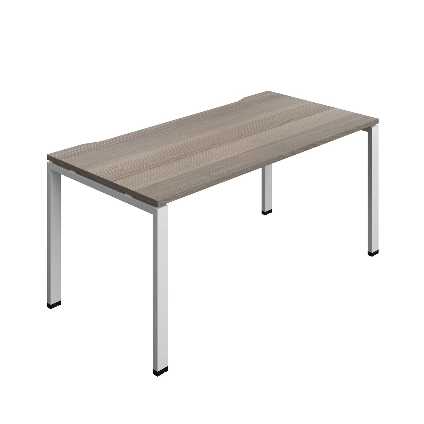 Synergy Bench with Cut Out: 1 Person (FSC) : Goal Post Leg : 1600 | 800 | Grey Oak/Silver