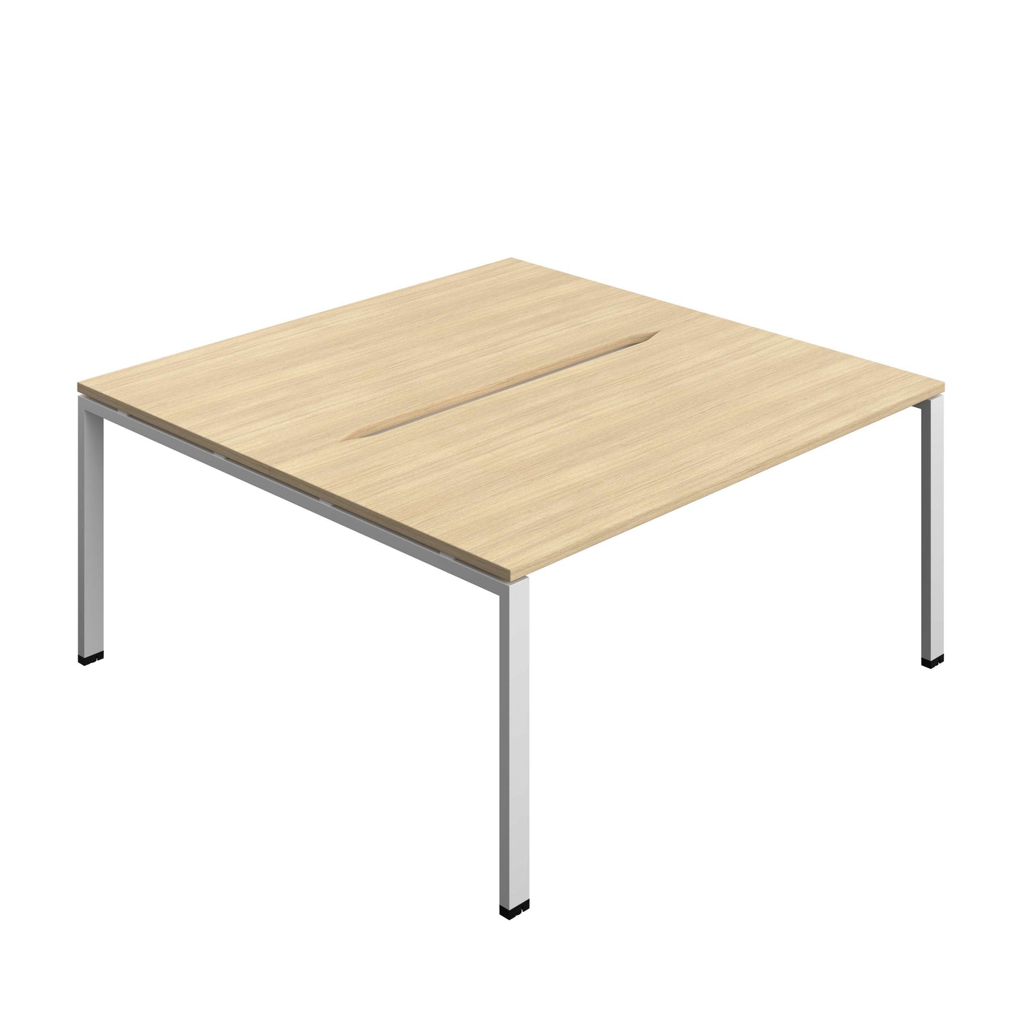 Synergy Bench with Cut Out: 2 Person (FSC) : Goal Post Leg : 1600 | 800 | Nova Oak/Silver