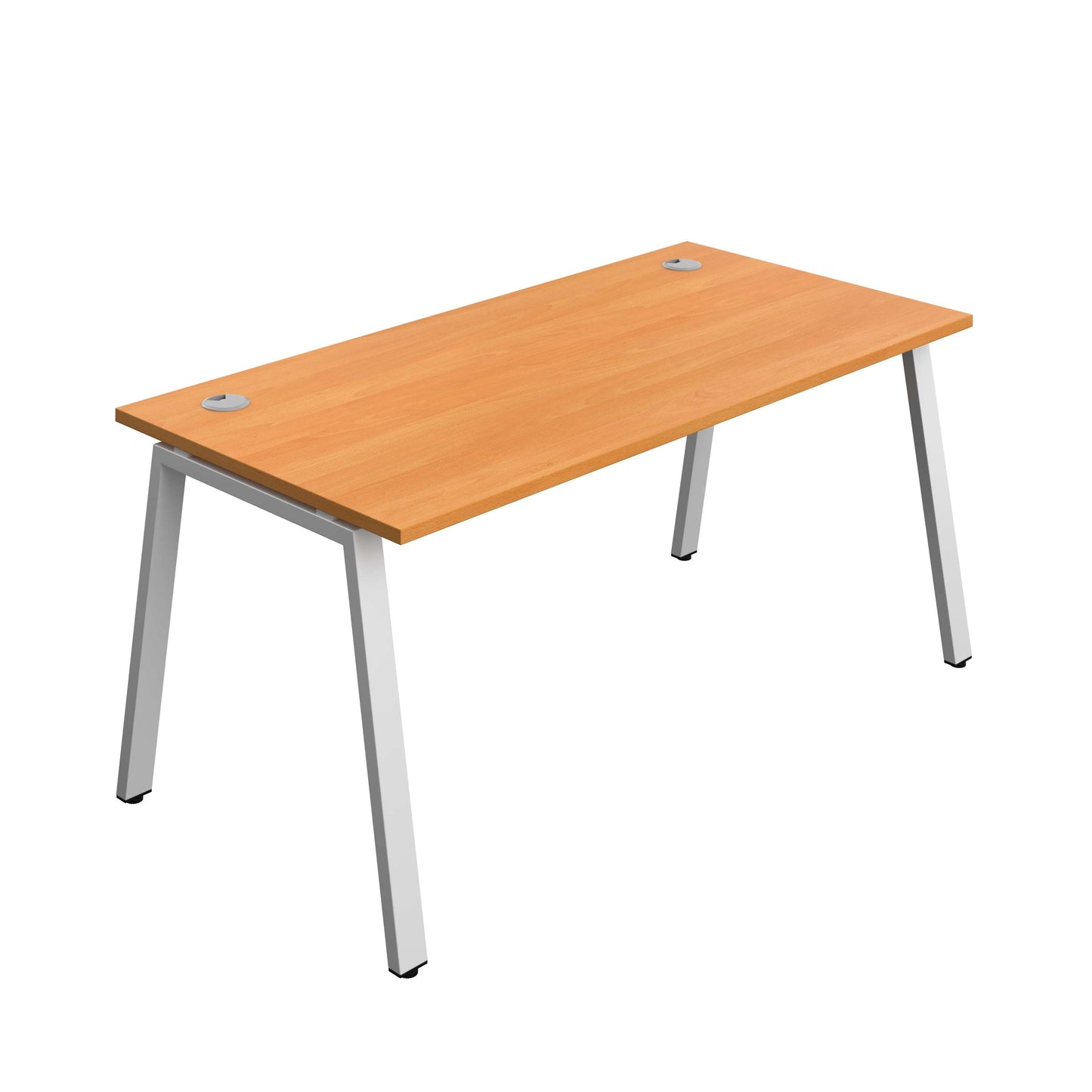 Synergy Bench with Cable Ports: 1 Person (FSC) : A-Frame Leg : 1600 | 800 | Beech/Silver