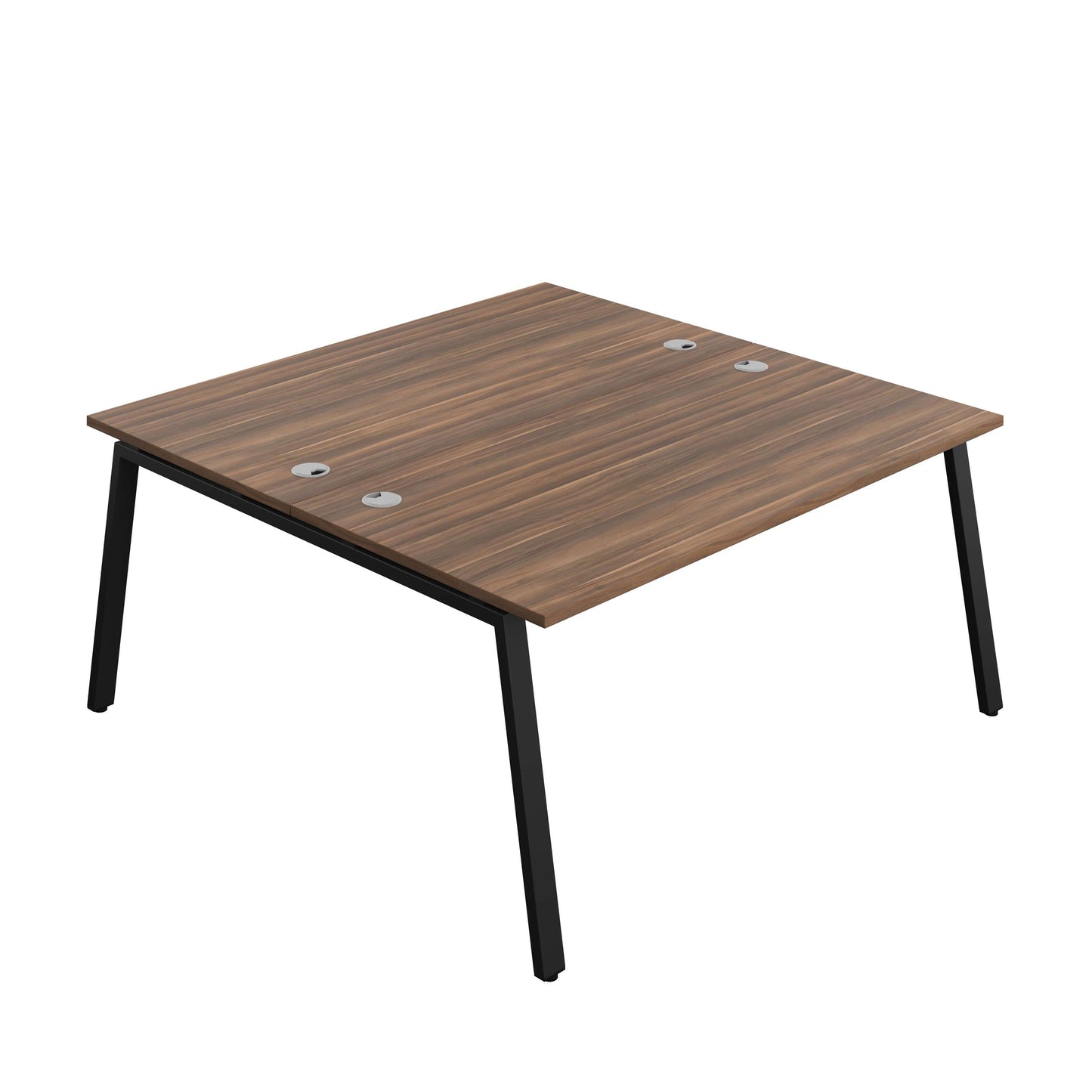 Synergy Bench with Cable Ports: 2 Person (FSC) : A-Frame Leg : 1600 | 800 | Dark Walnut/Black