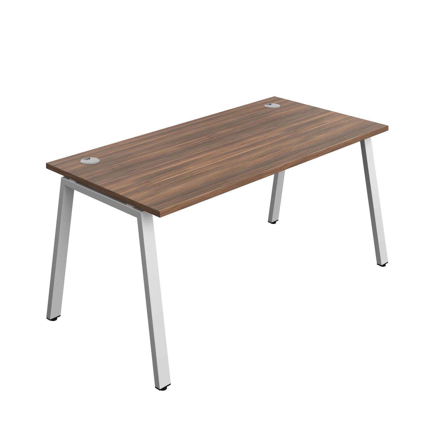 Synergy Bench with Cable Ports: 1 Person (FSC) : A-Frame Leg : 1600 | 800 | Dark Walnut/Silver