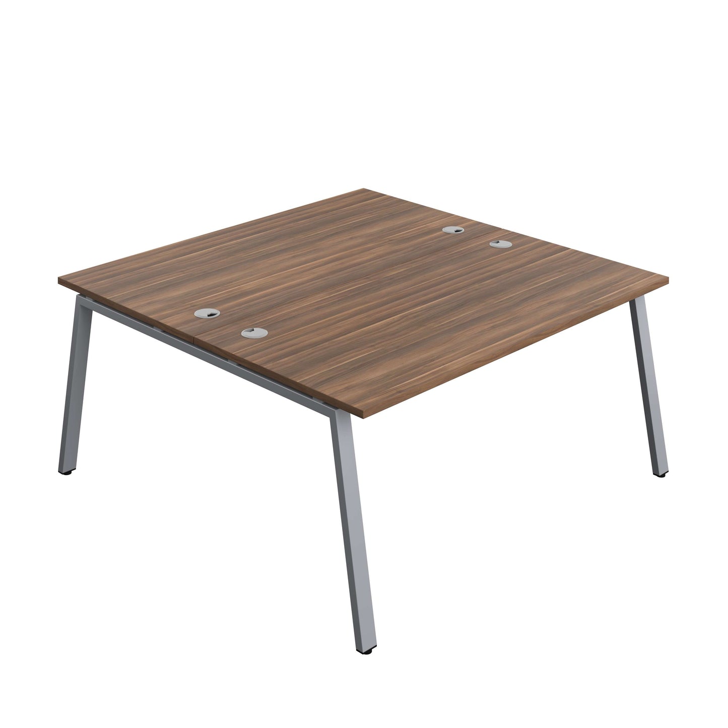 Synergy Bench with Cable Ports: 2 Person (FSC) : A-Frame Leg : 1600 | 800 | Dark Walnut/Silver