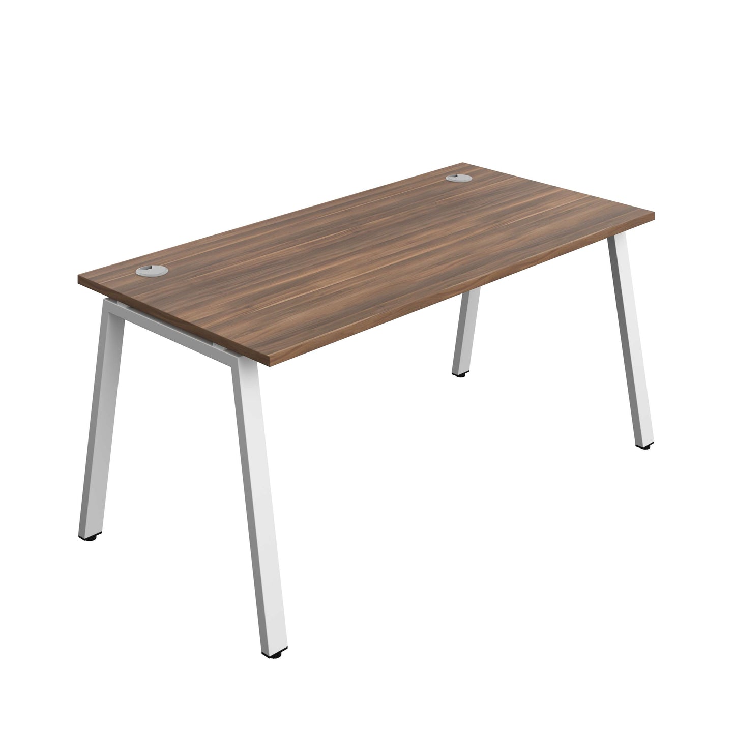 Synergy Bench with Cable Ports: 1 Person (FSC) : A-Frame Leg : 1600 | 800 | Dark Walnut/White