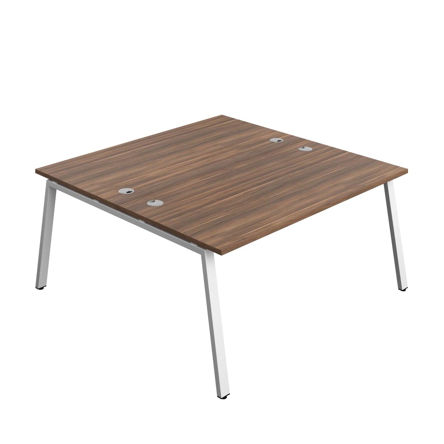 Synergy Bench with Cable Ports: 2 Person (FSC) : A-Frame Leg : 1600 | 800 | Dark Walnut/White