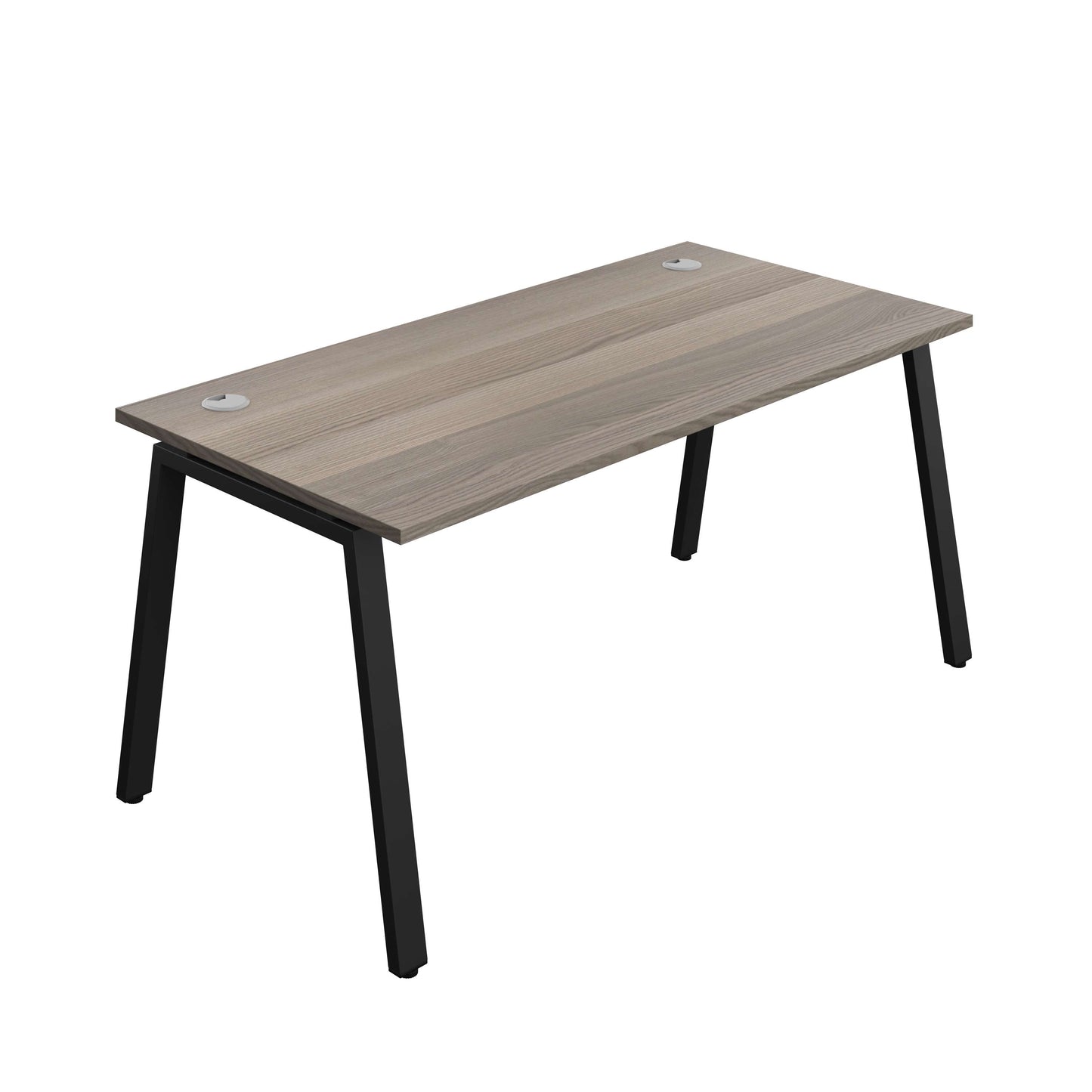 Synergy Bench with Cable Ports: 1 Person (FSC) : A-Frame Leg : 1600 | 800 | Grey Oak/Black