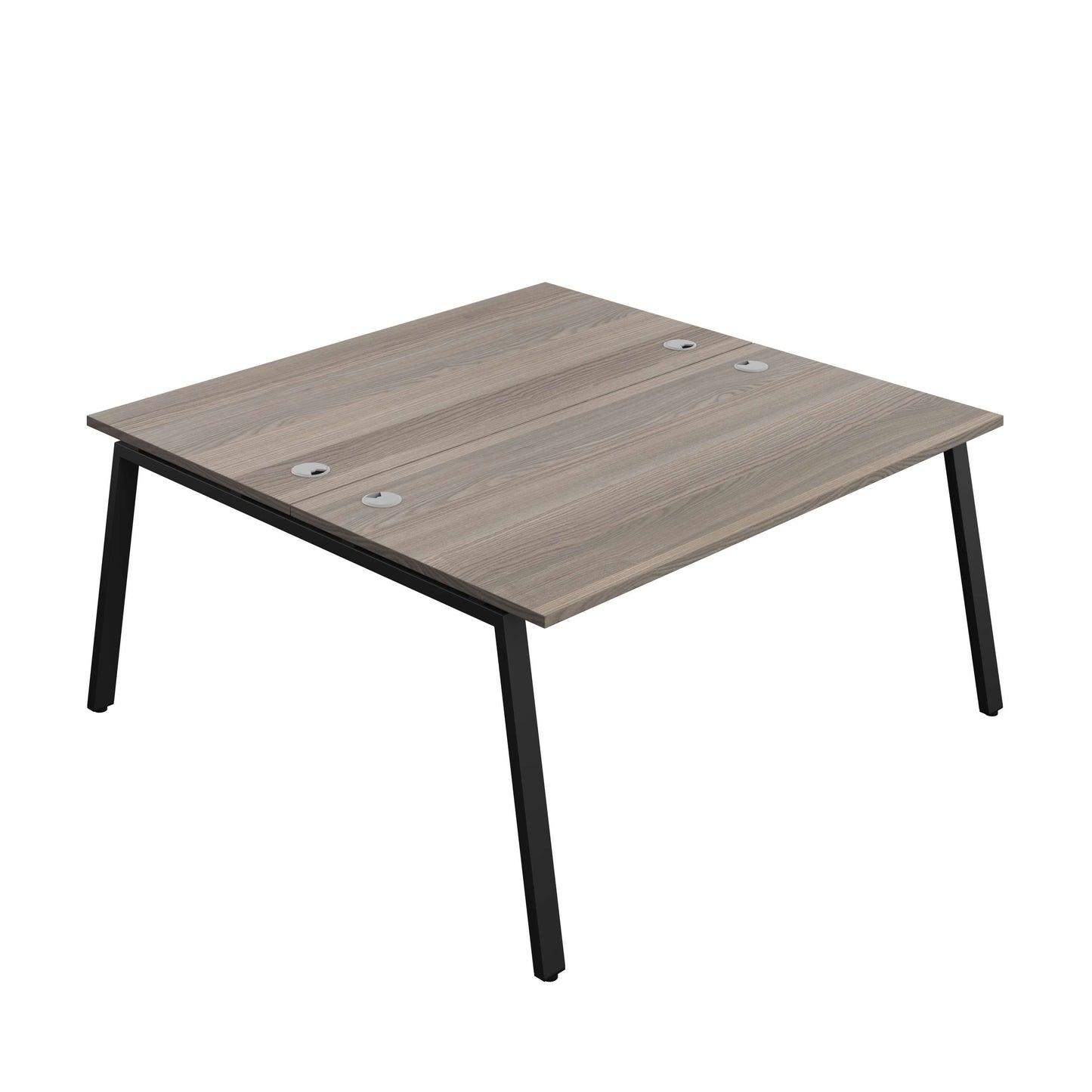 Synergy Bench with Cable Ports: 2 Person (FSC) : A-Frame Leg : 1600 | 800 | Grey Oak/Black