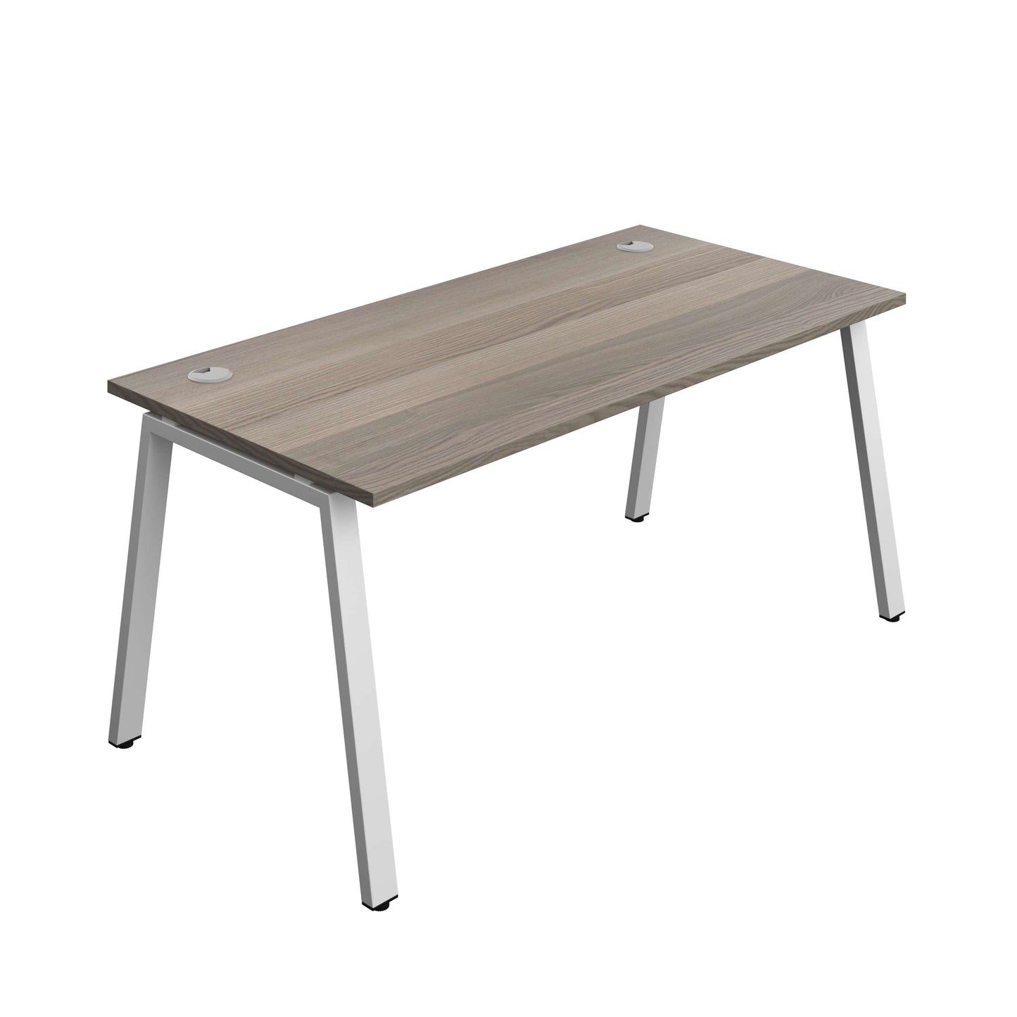 Synergy Bench with Cable Ports: 1 Person (FSC) : A-Frame Leg : 1600 | 800 | Grey Oak/Silver
