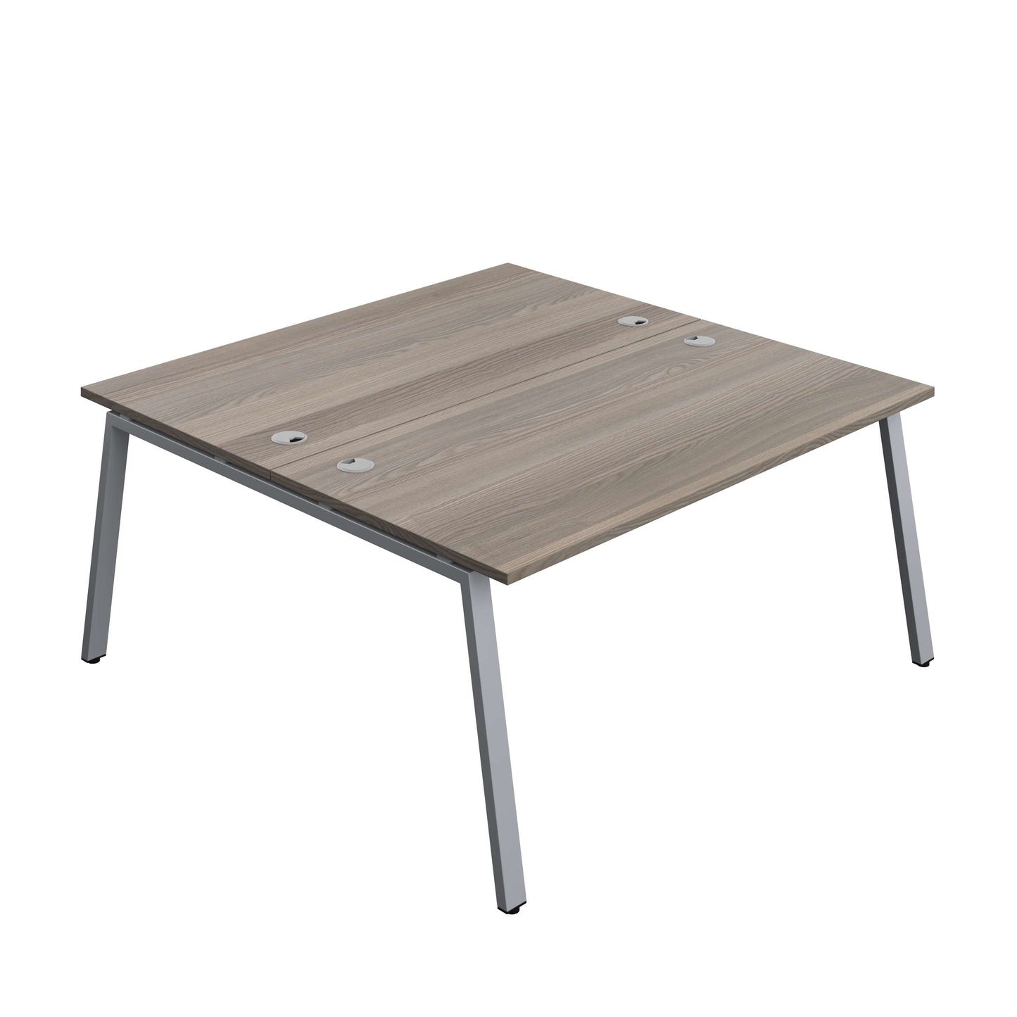 Synergy Bench with Cable Ports: 2 Person (FSC) : A-Frame Leg : 1600 | 800 | Grey Oak/Silver