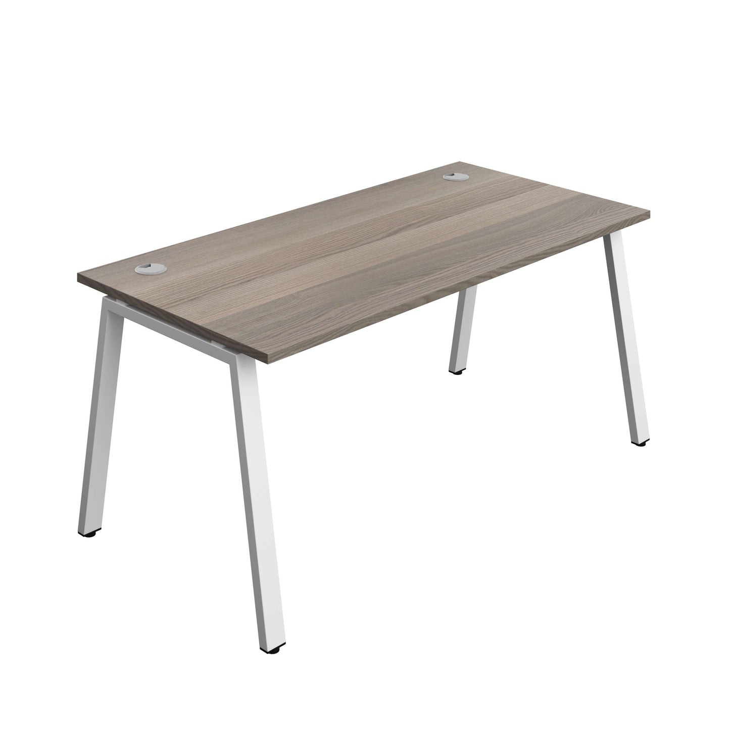 Synergy Bench with Cable Ports: 1 Person (FSC) : A-Frame Leg : 1600 | 800 | Grey Oak/White