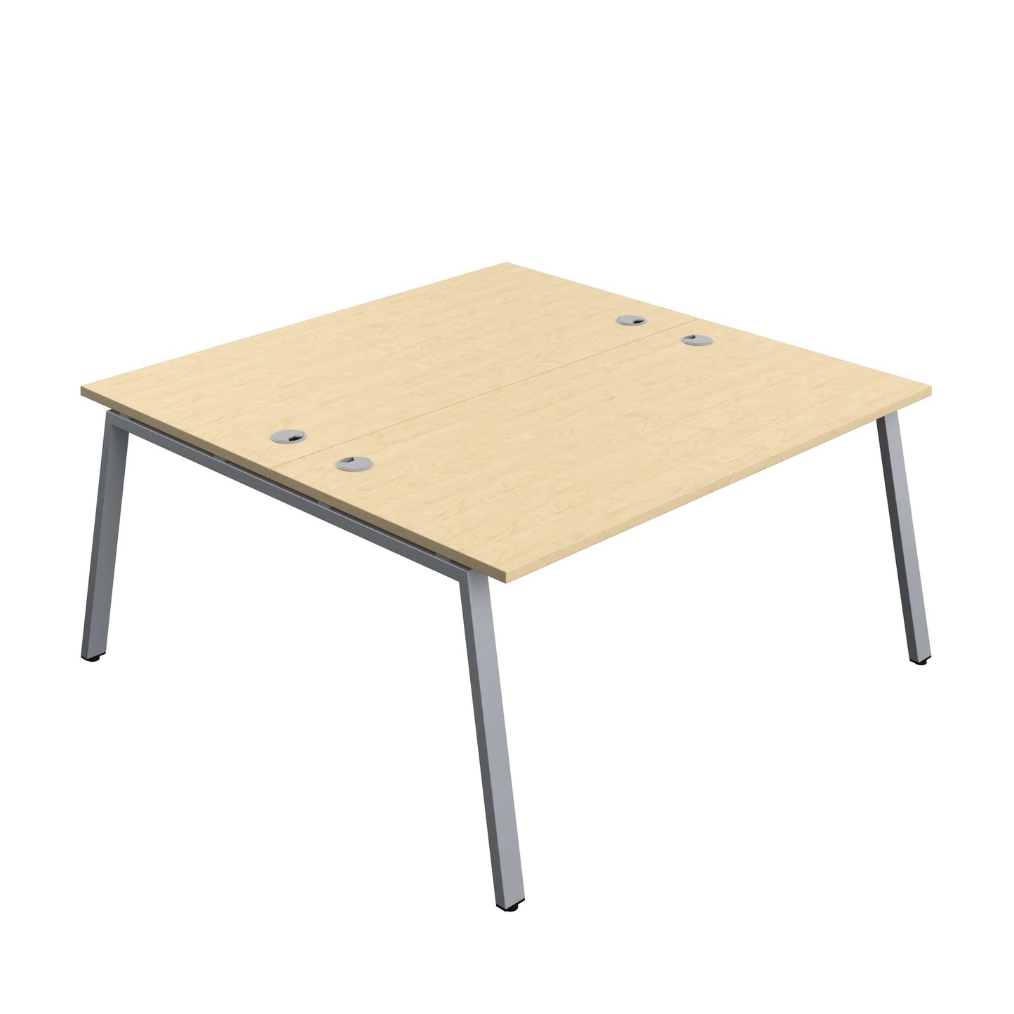 Synergy Bench with Cable Ports: 2 Person (FSC) : A-Frame Leg : 1600 | 800 | Maple/Silver