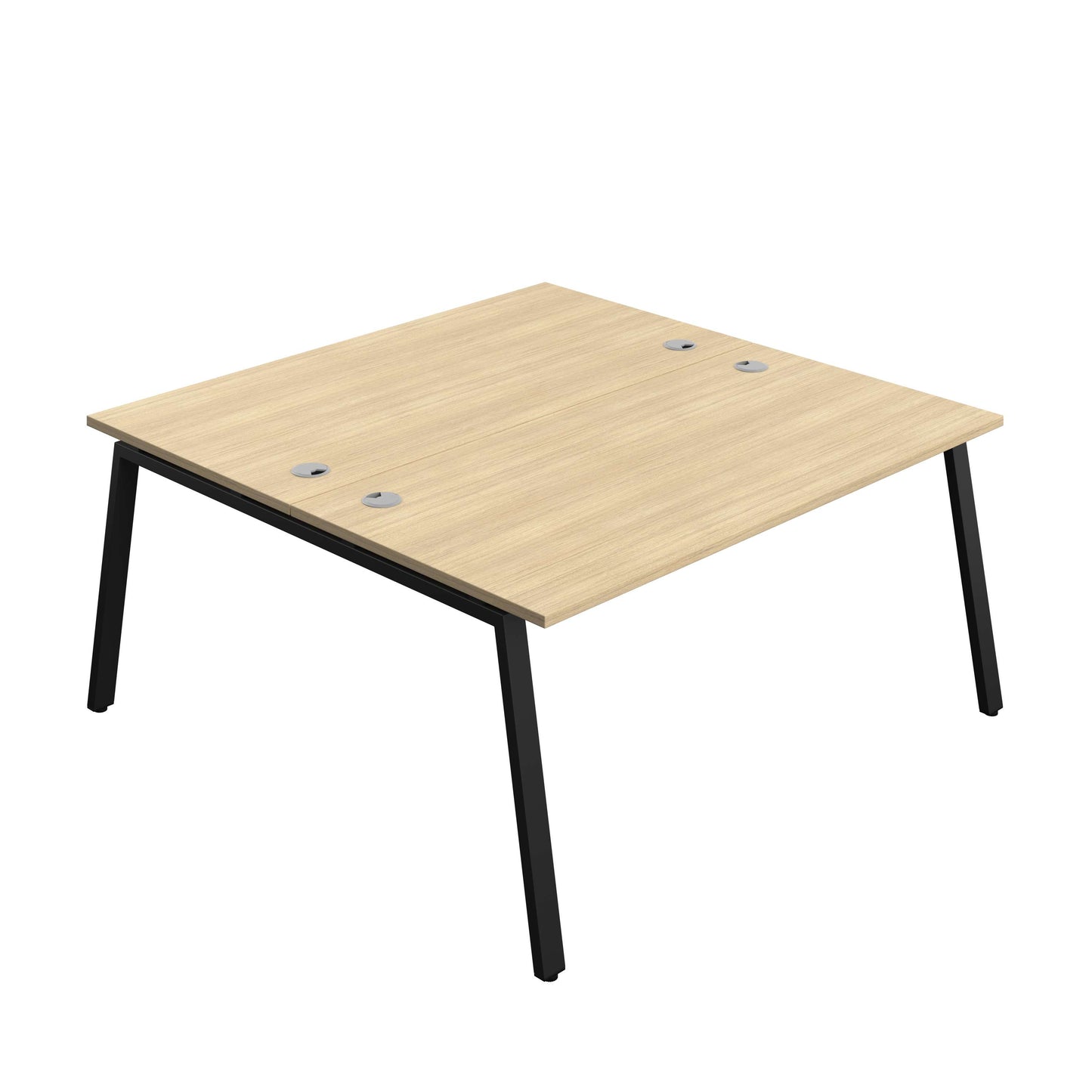 Synergy Bench with Cable Ports: 2 Person (FSC) : A-Frame Leg : 1600 | 800 | Nova Oak/Black