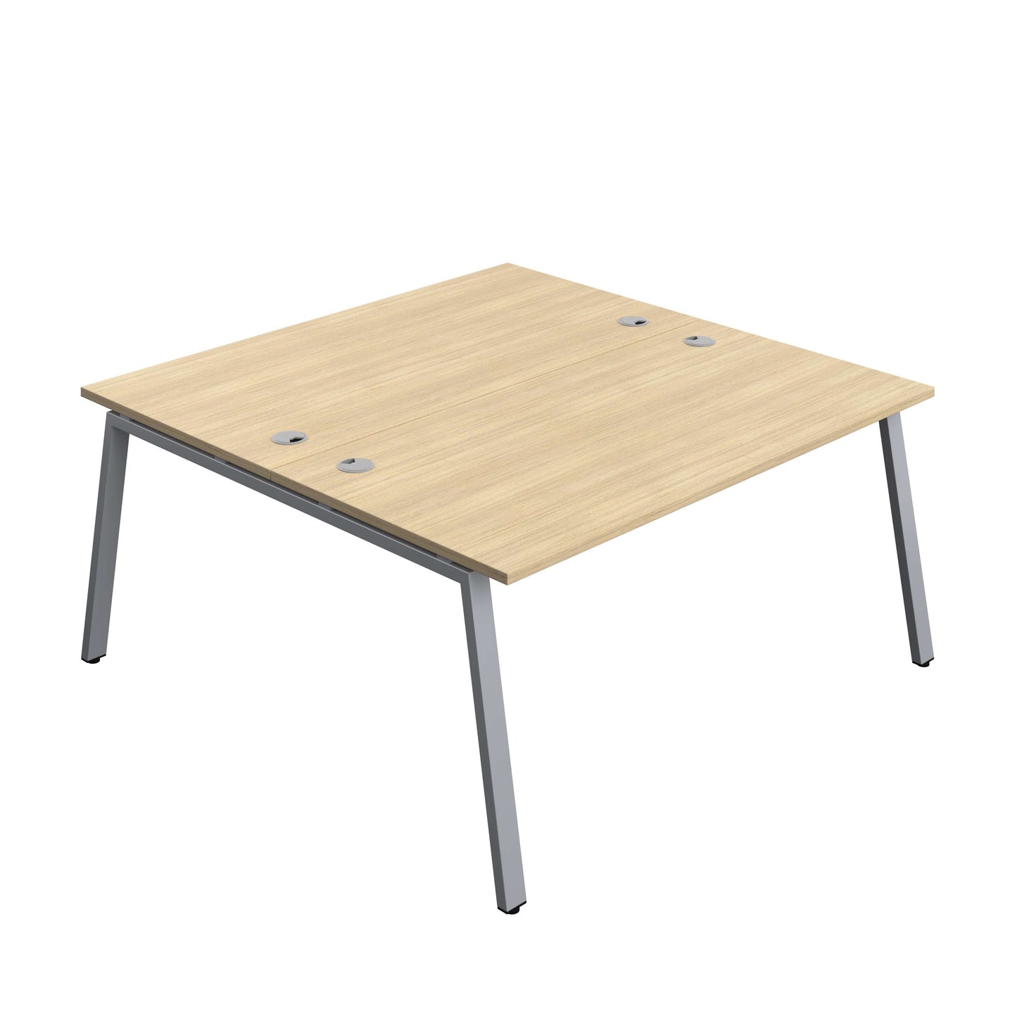 Synergy Bench with Cable Ports: 2 Person (FSC) : A-Frame Leg : 1600 | 800 | Nova Oak/Silver