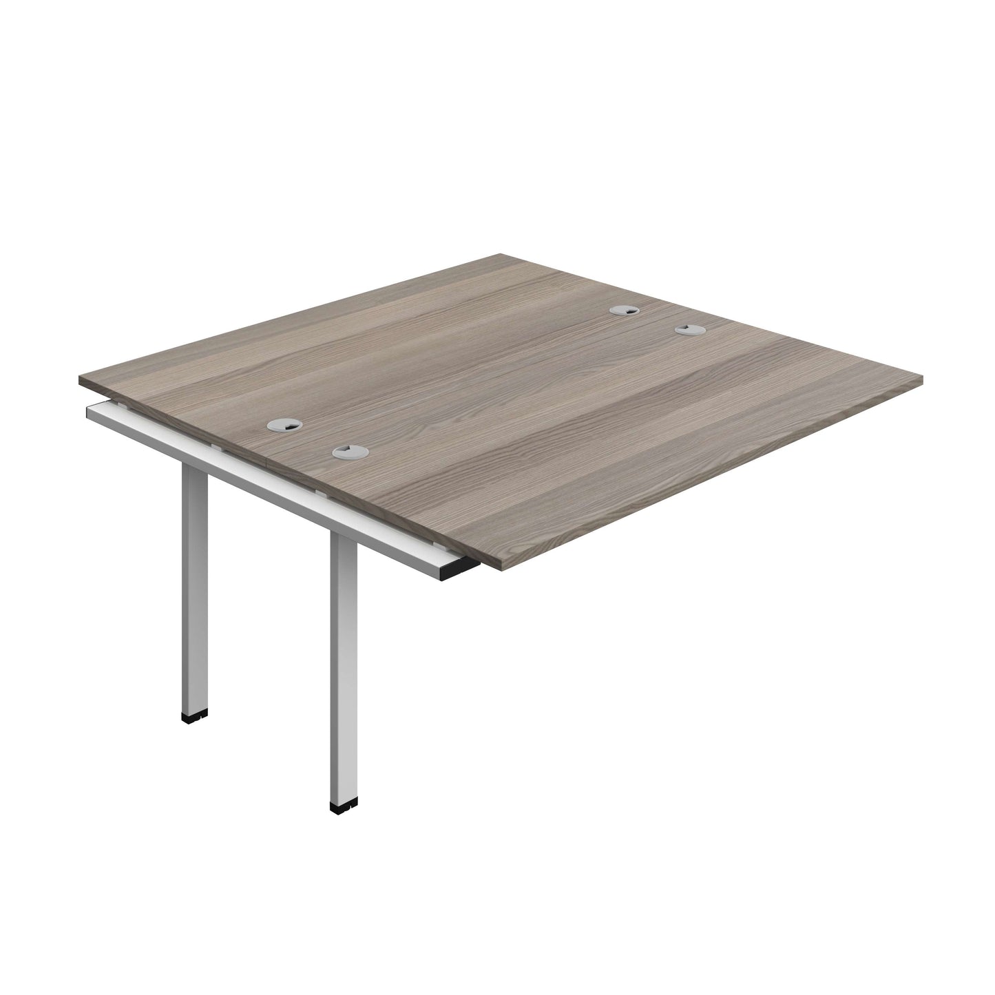 Synergy Bench Extension with Cable Ports: 2 Person (FSC) : 1600 | 800 | Grey Oak/Silver