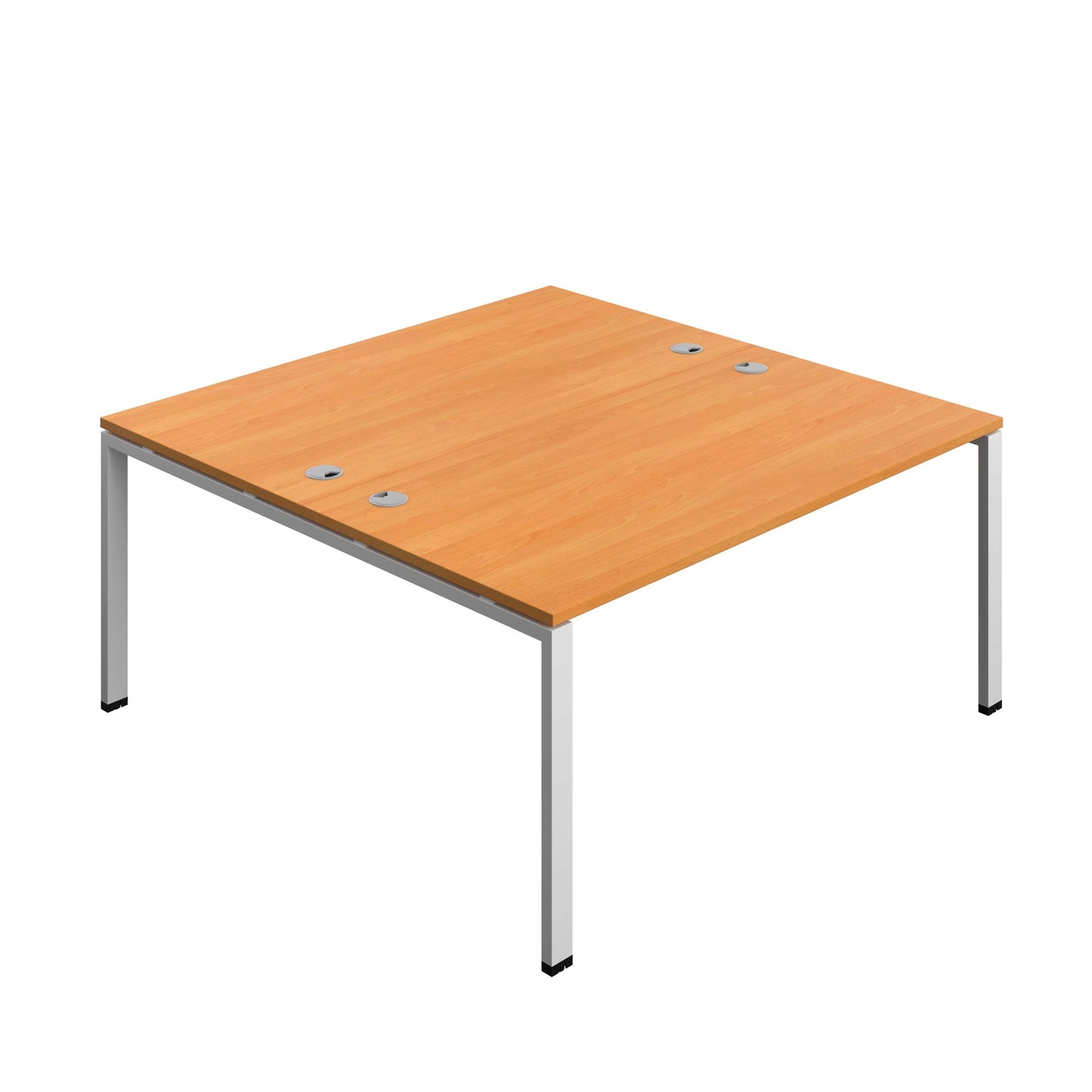 Synergy Bench with Cable Ports: 2 Person (FSC) : Goal Post Leg : 1600 | 800 | Beech/Silver
