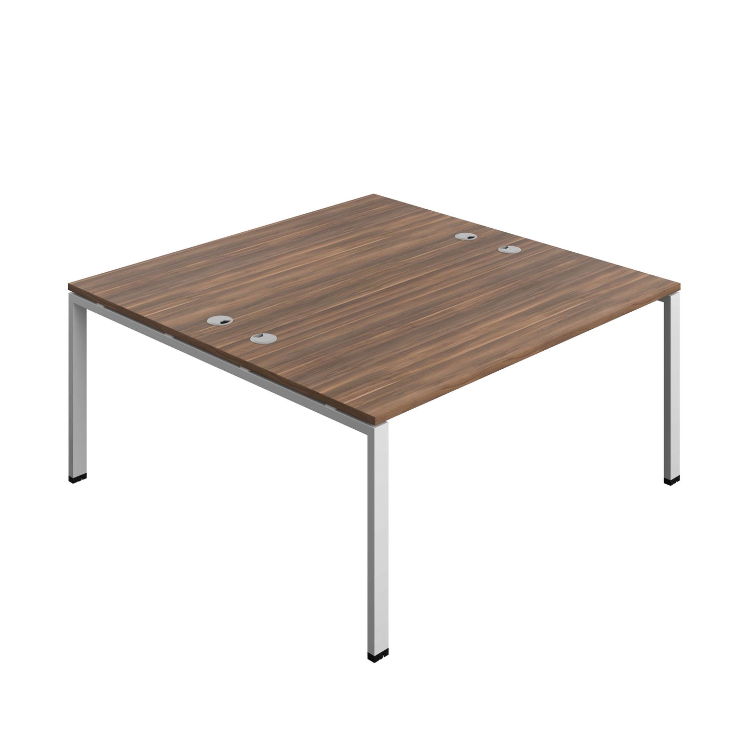 Synergy Bench with Cable Ports: 2 Person (FSC) : Goal Post Leg : 1600 | 800 | Dark Walnut/Silver