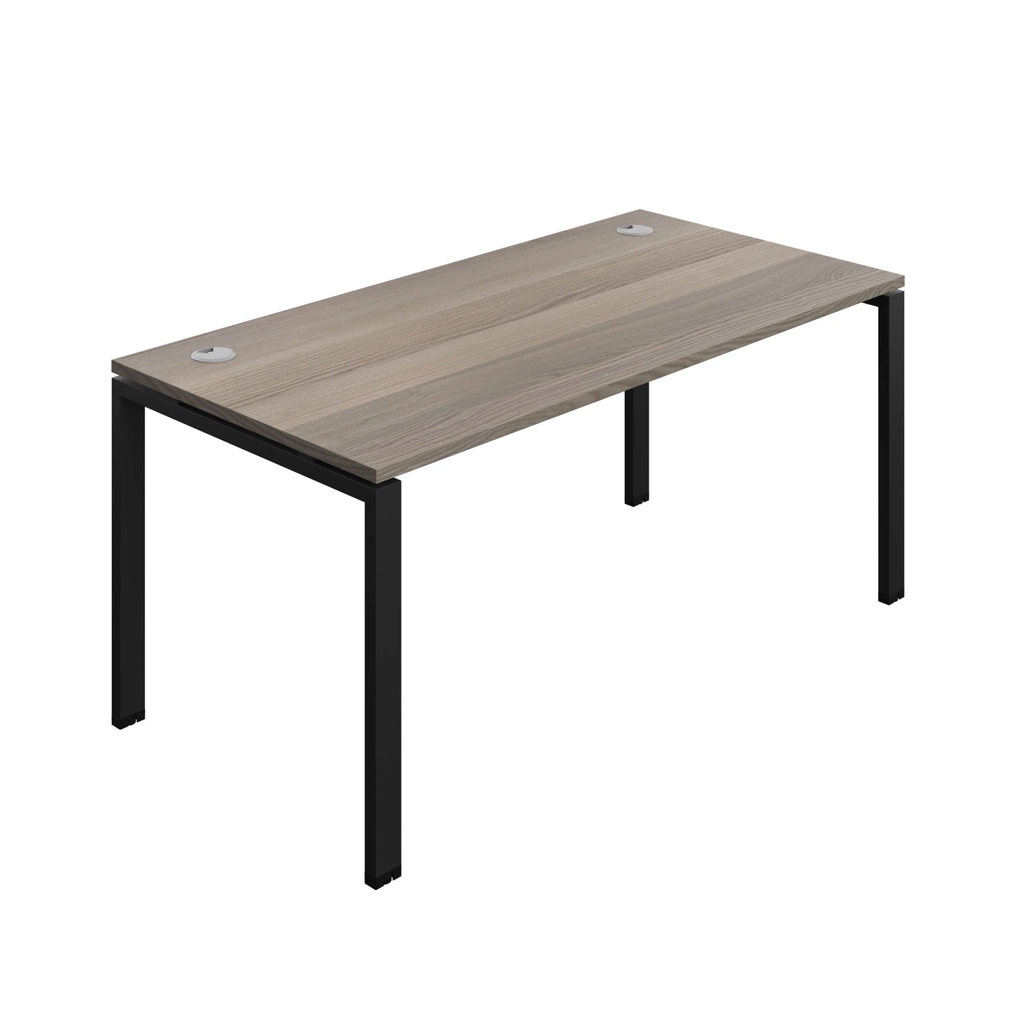 Synergy Bench with Cable Ports: 1 Person (FSC) : Goal Post Leg : 1600 | 800 | Grey Oak/Black