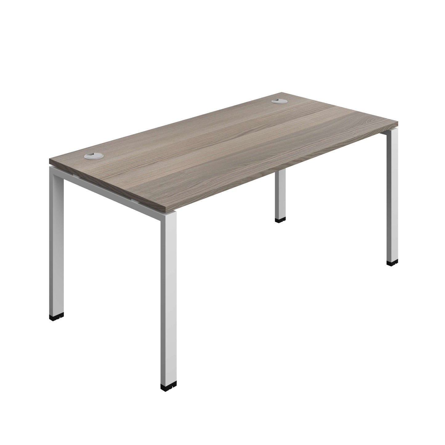 Synergy Bench with Cable Ports: 1 Person (FSC) : Goal Post Leg : 1600 | 800 | Grey Oak/Silver