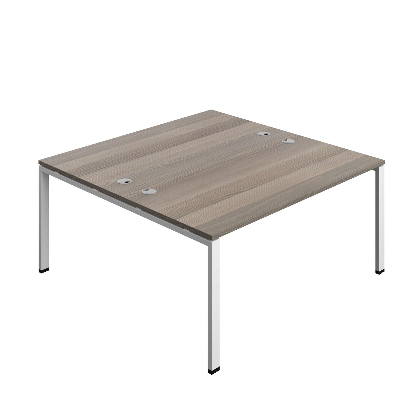 Synergy Bench with Cable Ports: 2 Person (FSC) : Goal Post Leg : 1600 | 800 | Grey Oak/White