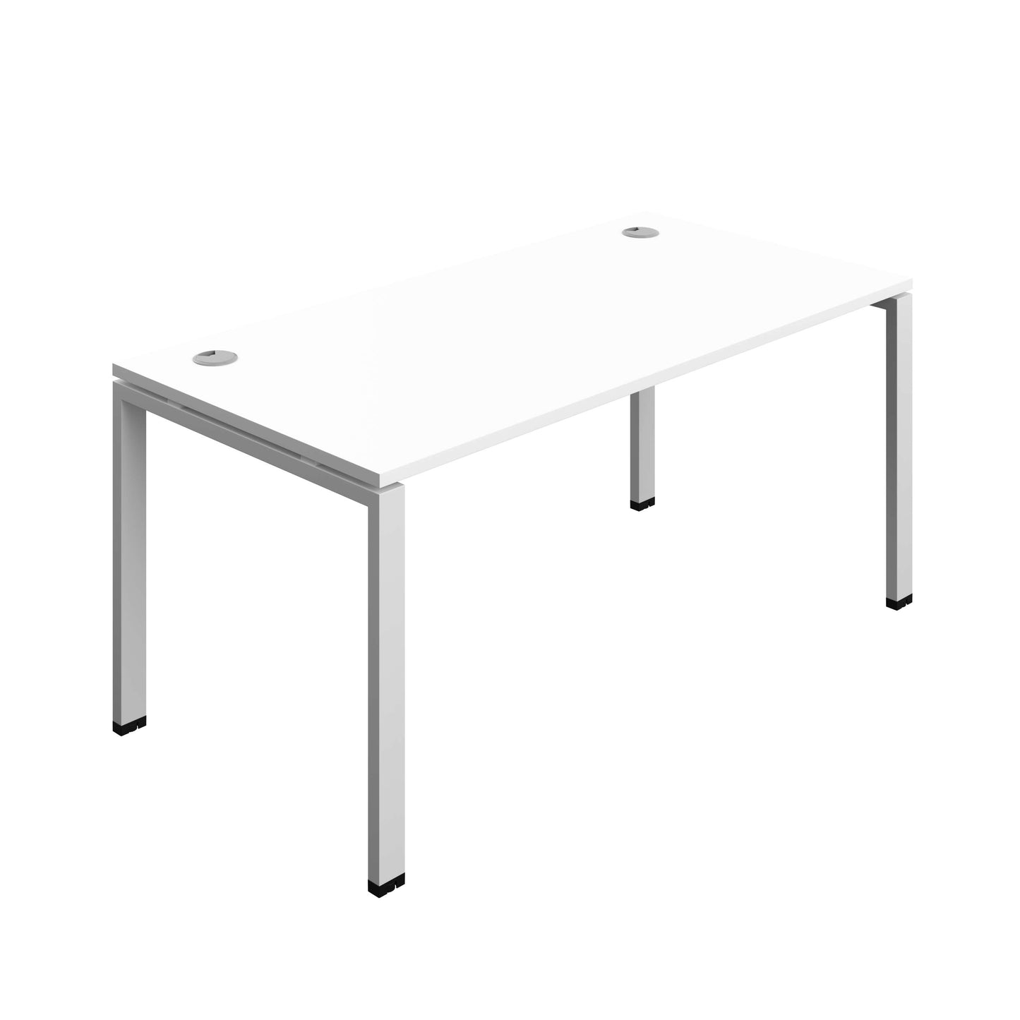 Synergy Bench with Cable Ports: 1 Person (FSC) : Goal Post Leg : 1600 | 800 | White/Silver
