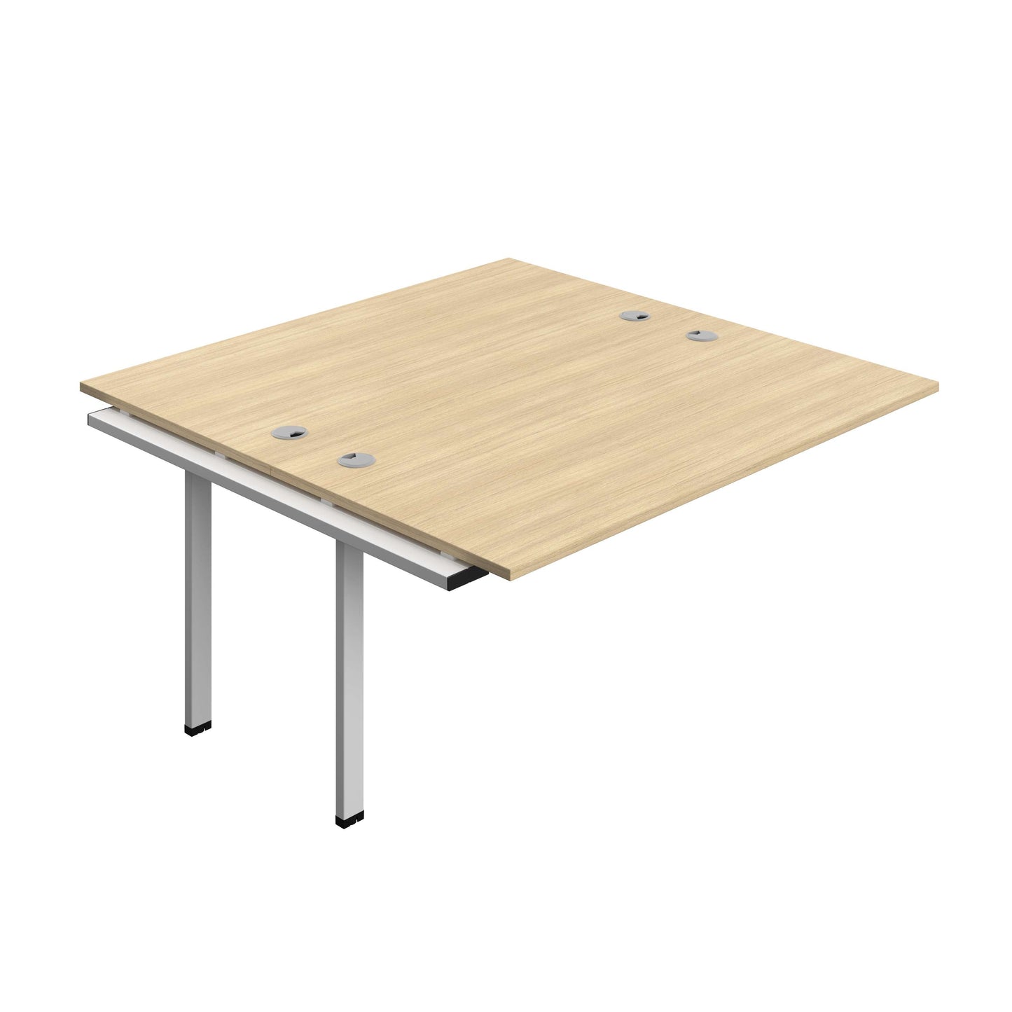 Synergy Bench Extension with Cable Ports: 2 Person (FSC) : 1600 | 800 | Nova Oak/Silver