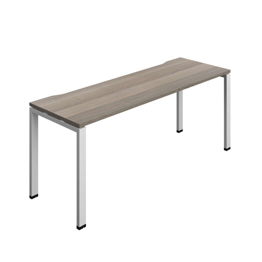 Synergy Bench with Cut Out: 1 Person (FSC) : Goal Post Leg : 1800 | 600 | Grey Oak/Silver