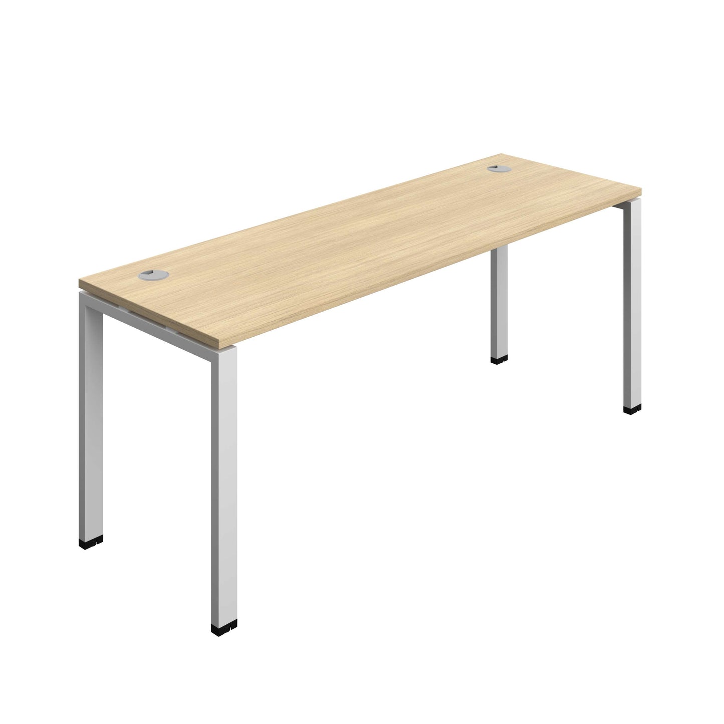 Synergy Bench with Cable Ports: 1 Person (FSC) : Goal Post Leg : 1800 | 600 | Nova Oak/Silver